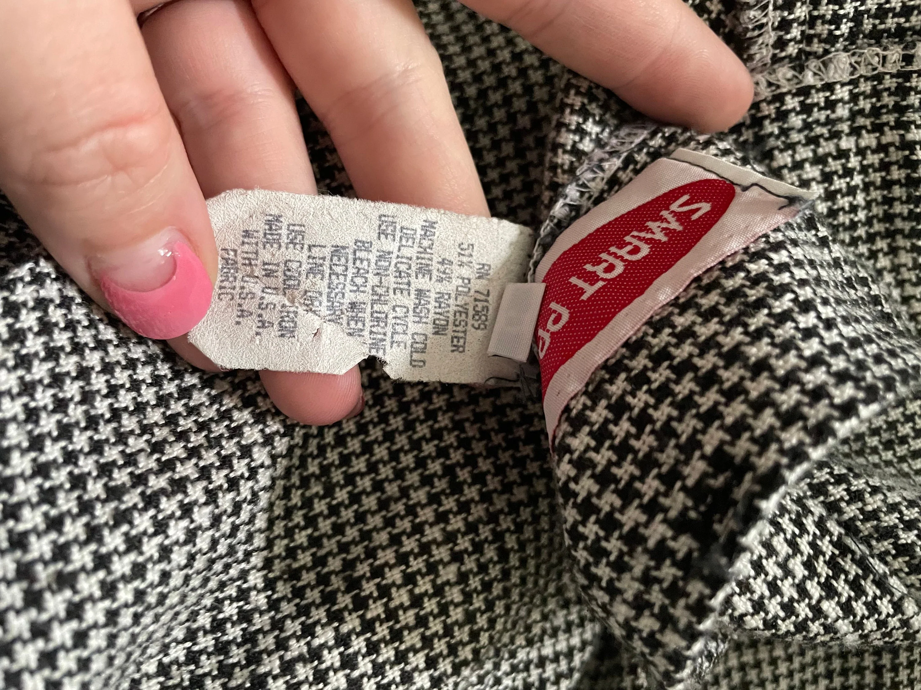 Late 70s/early 80s Smart Pants Long Black and White Houndstooth Skirt - Image 6