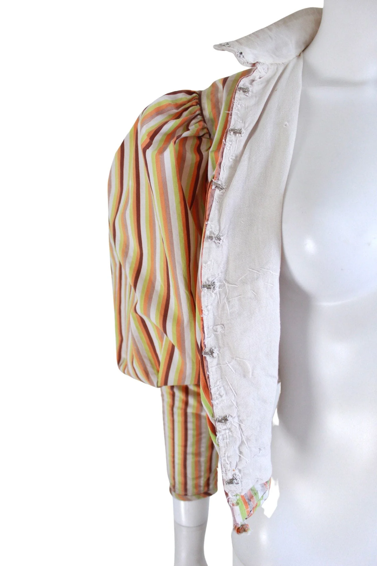 Late Victorian Leg O Mutton Sleeve Striped Shirtwaist Blouse Victorian Size Small - Image 10
