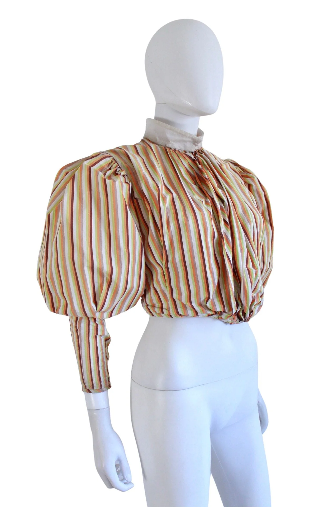 Late Victorian Leg O Mutton Sleeve Striped Shirtwaist Blouse Victorian Size Small - Image 6