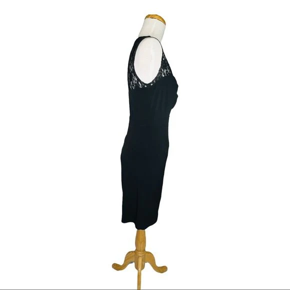 Laundry Vintage 90s Ruched Lace Little Black Dress Women 6 Nwot by Shelli Segal - Image 6