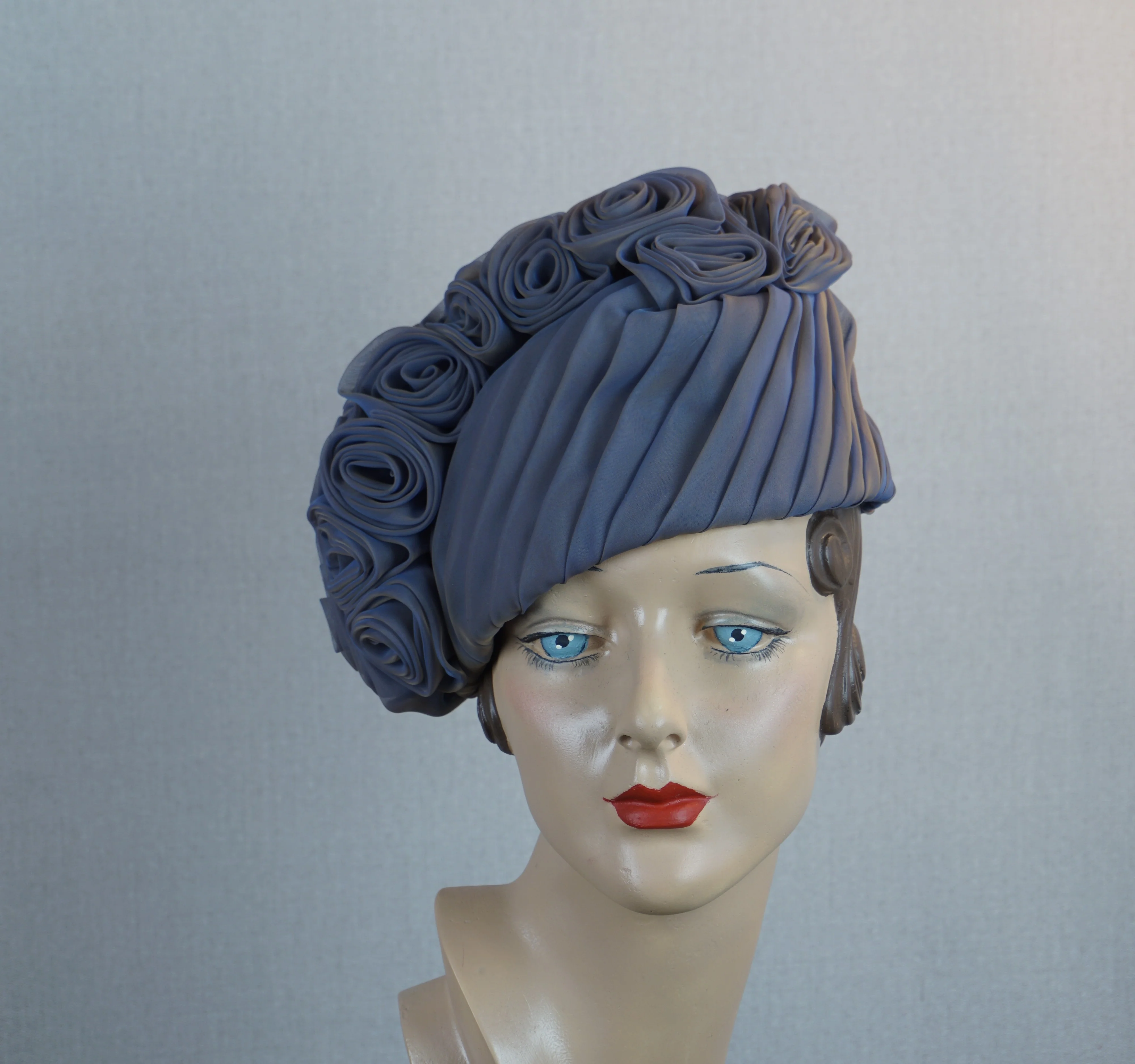 Lavender Gray Organza Rose Hat By Masefield - Image 4