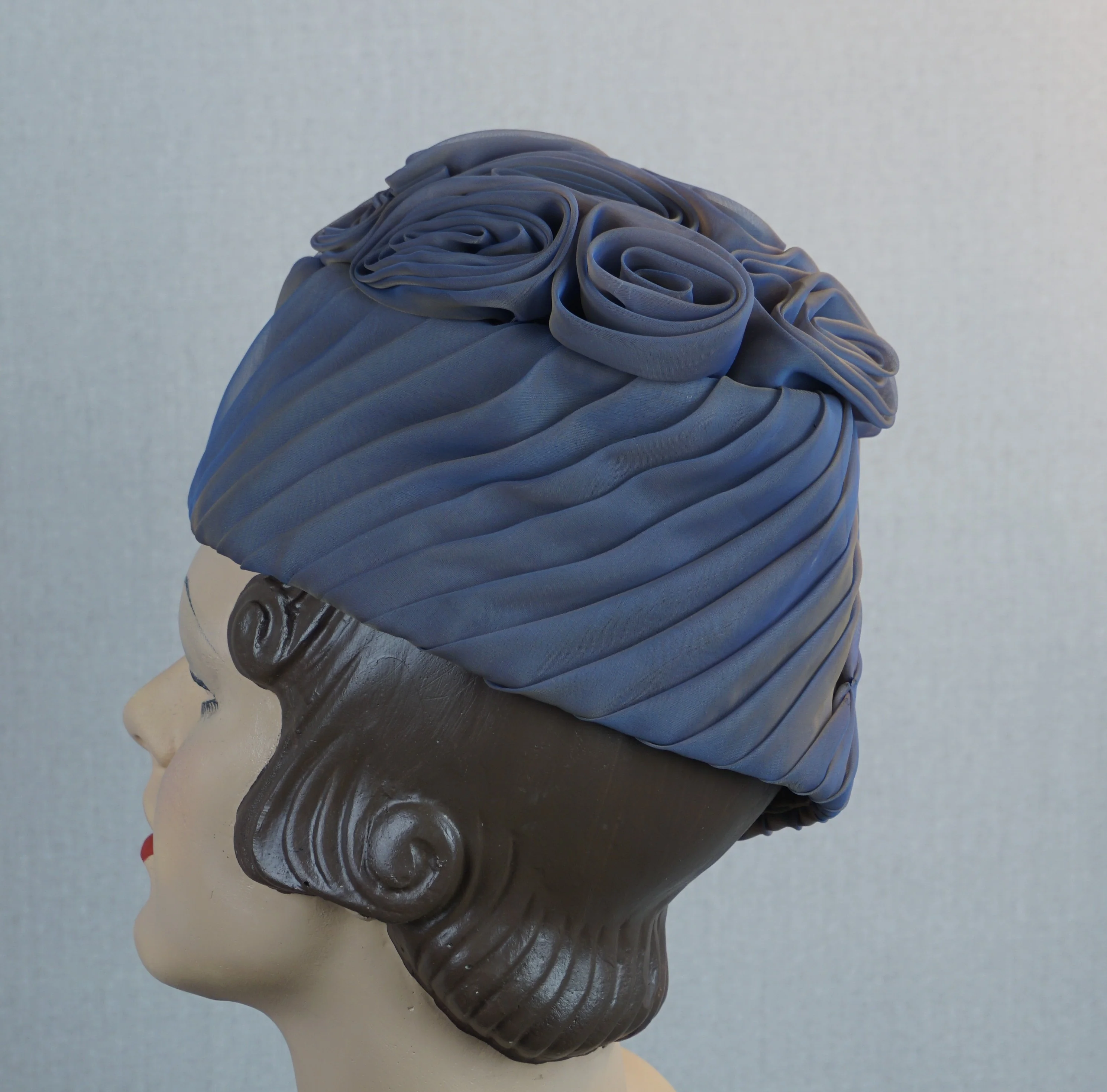 Lavender Gray Organza Rose Hat By Masefield - Image 5