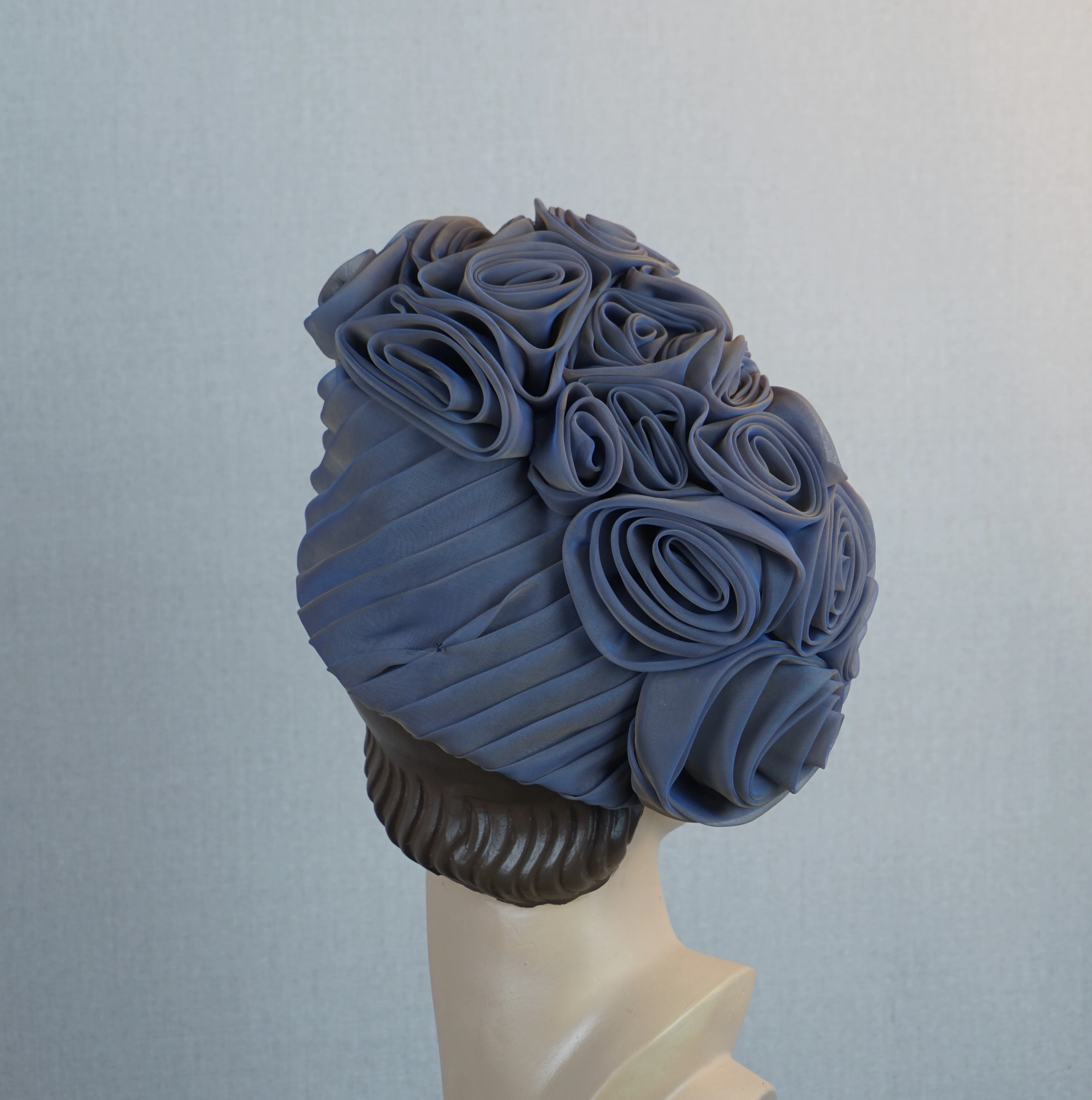 Lavender Gray Organza Rose Hat By Masefield - Image 7