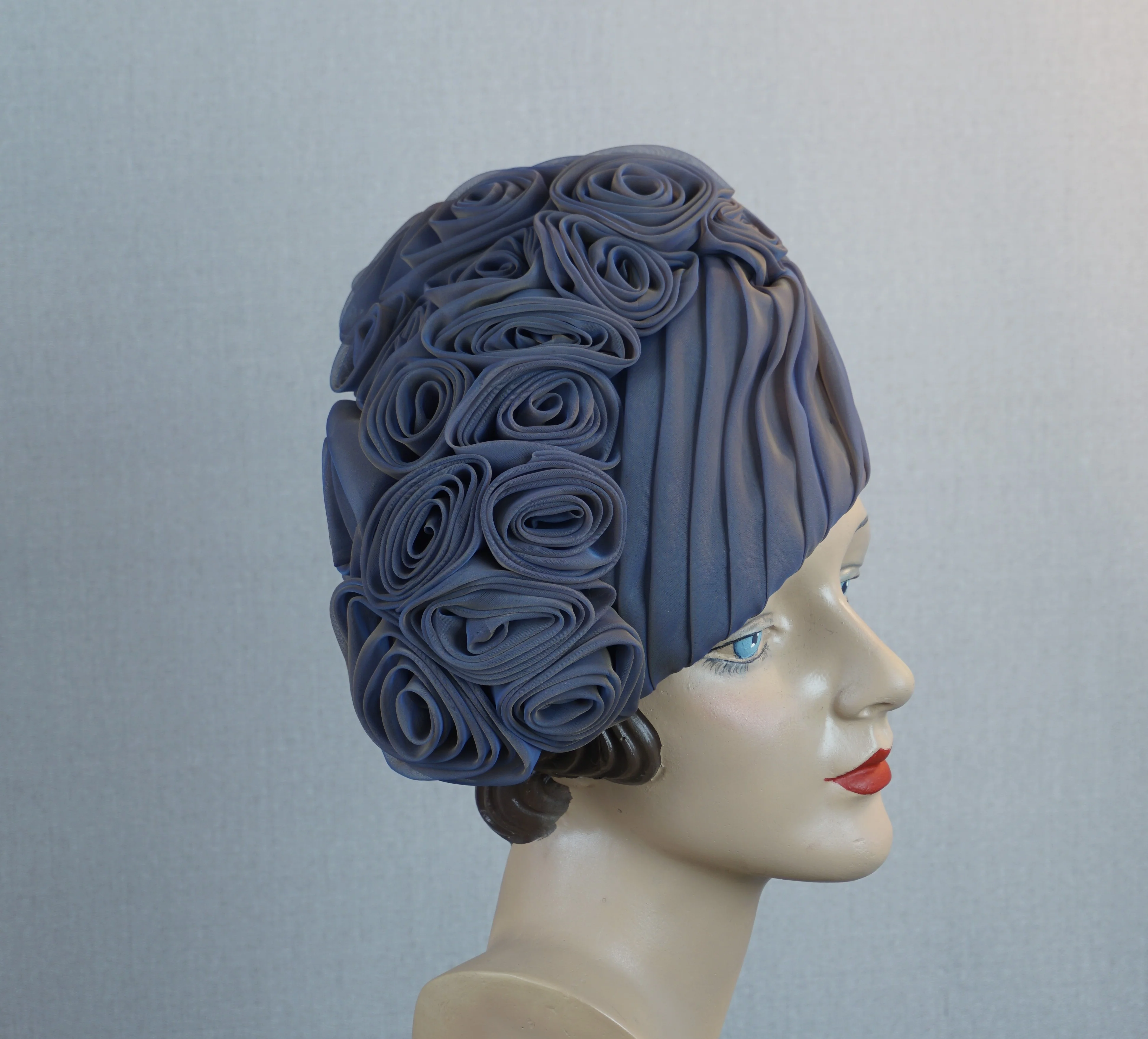 Lavender Gray Organza Rose Hat By Masefield - Image 8