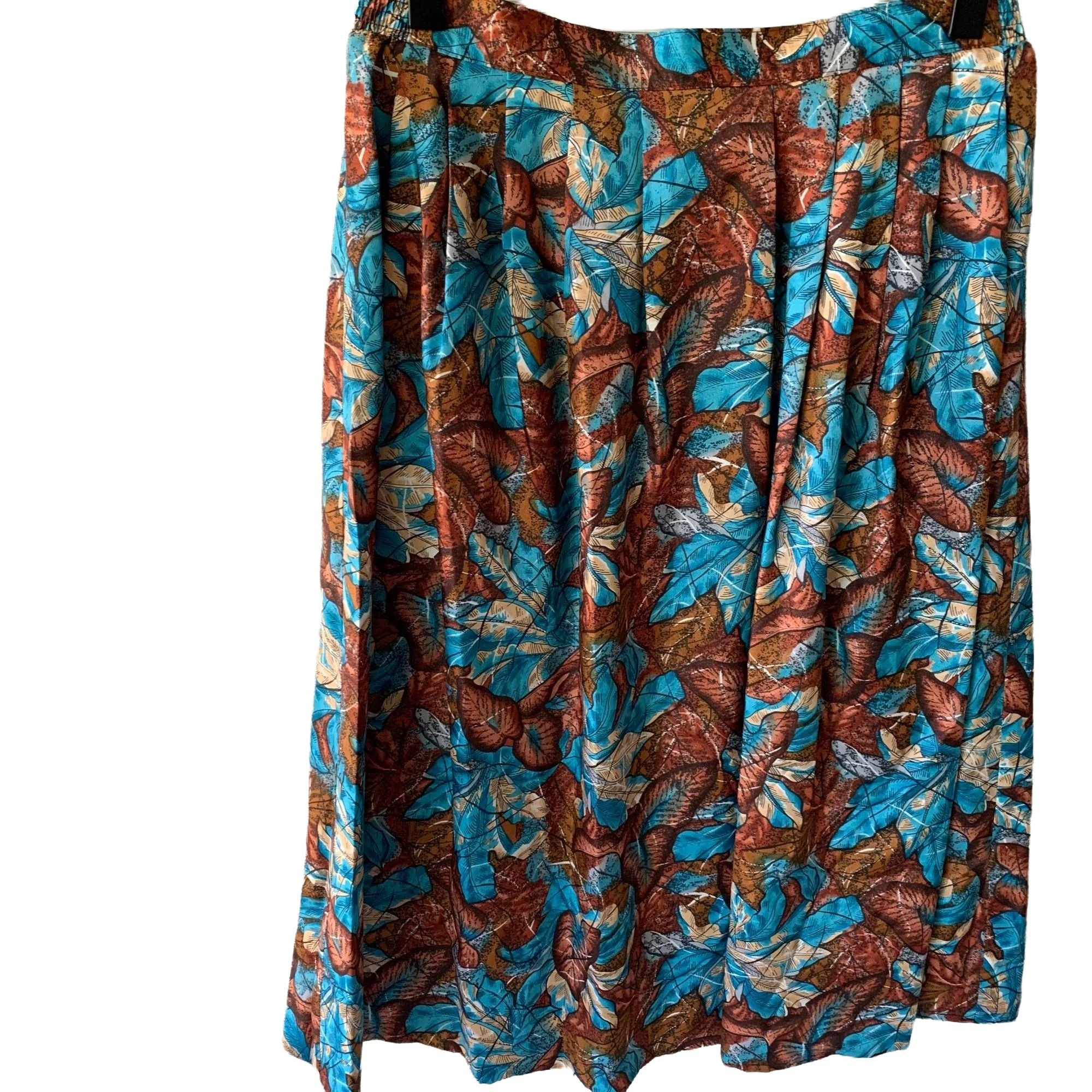 Leaf Fall Print Pleated Novelty Midi Skirt By Pykettes - Image 4