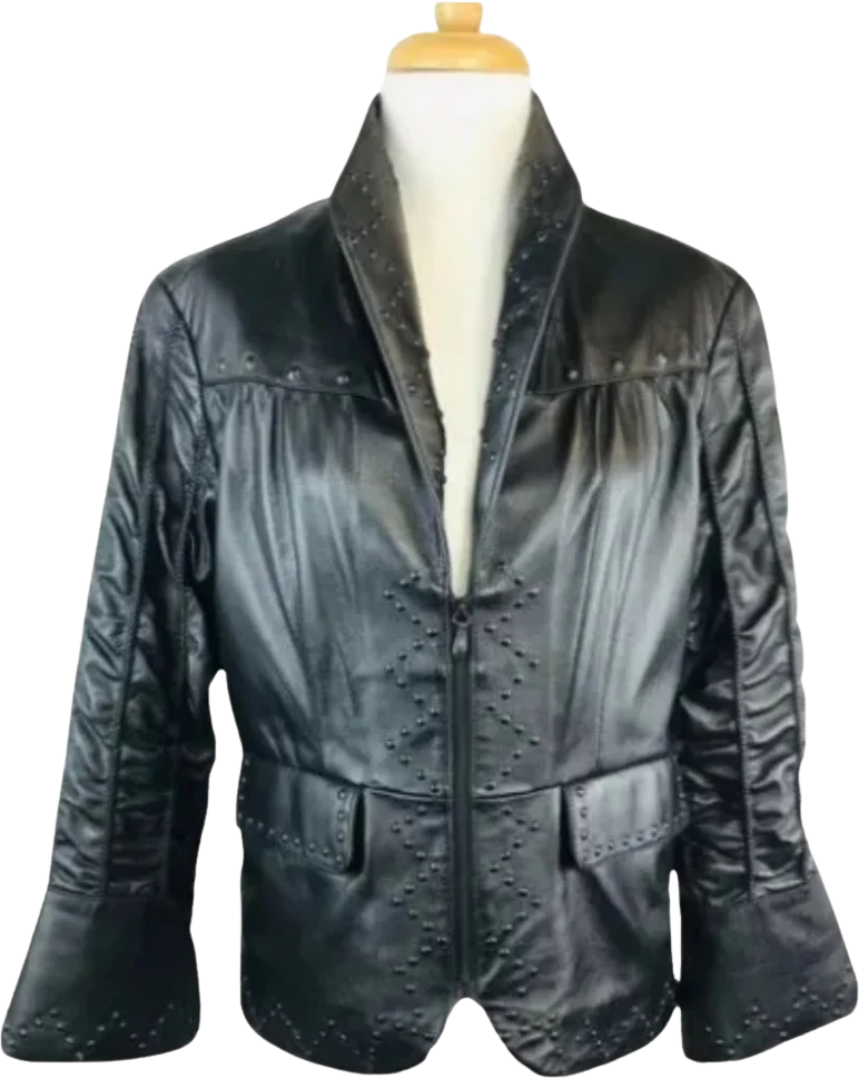 Leather Jacket Vintage Studded Country Western Coat Womens M by Cripple Creek