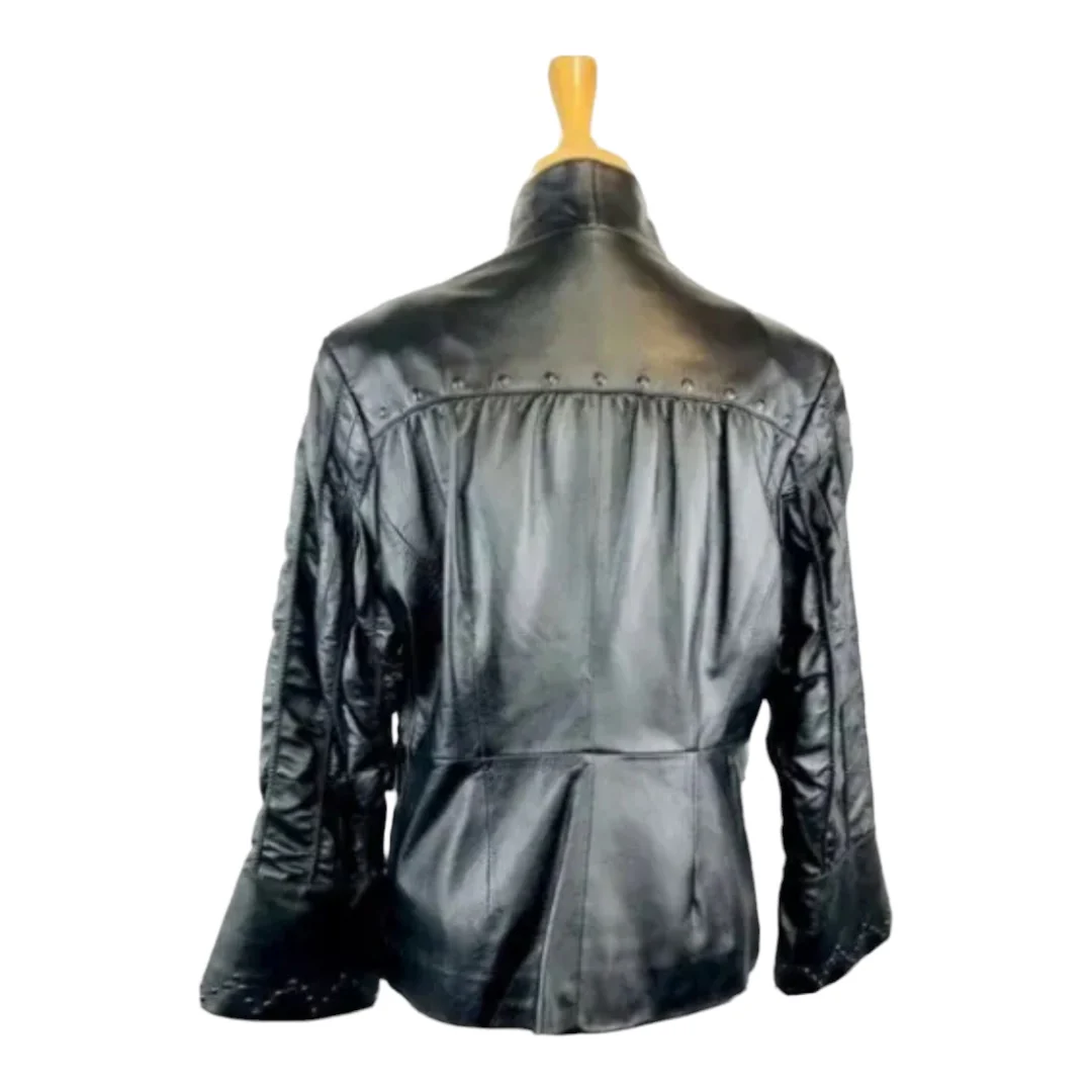 Leather Jacket Vintage Studded Country Western Coat Womens M by Cripple Creek - Image 6