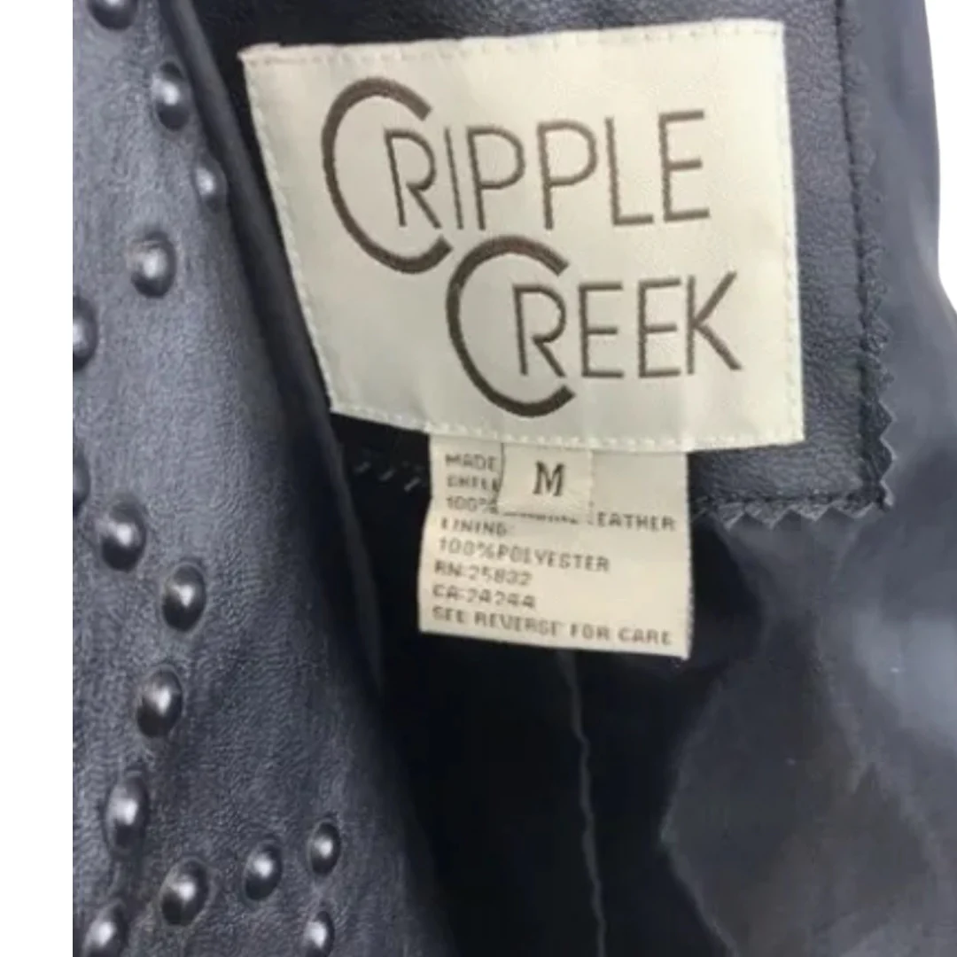 Leather Jacket Vintage Studded Country Western Coat Womens M by Cripple Creek - Image 9