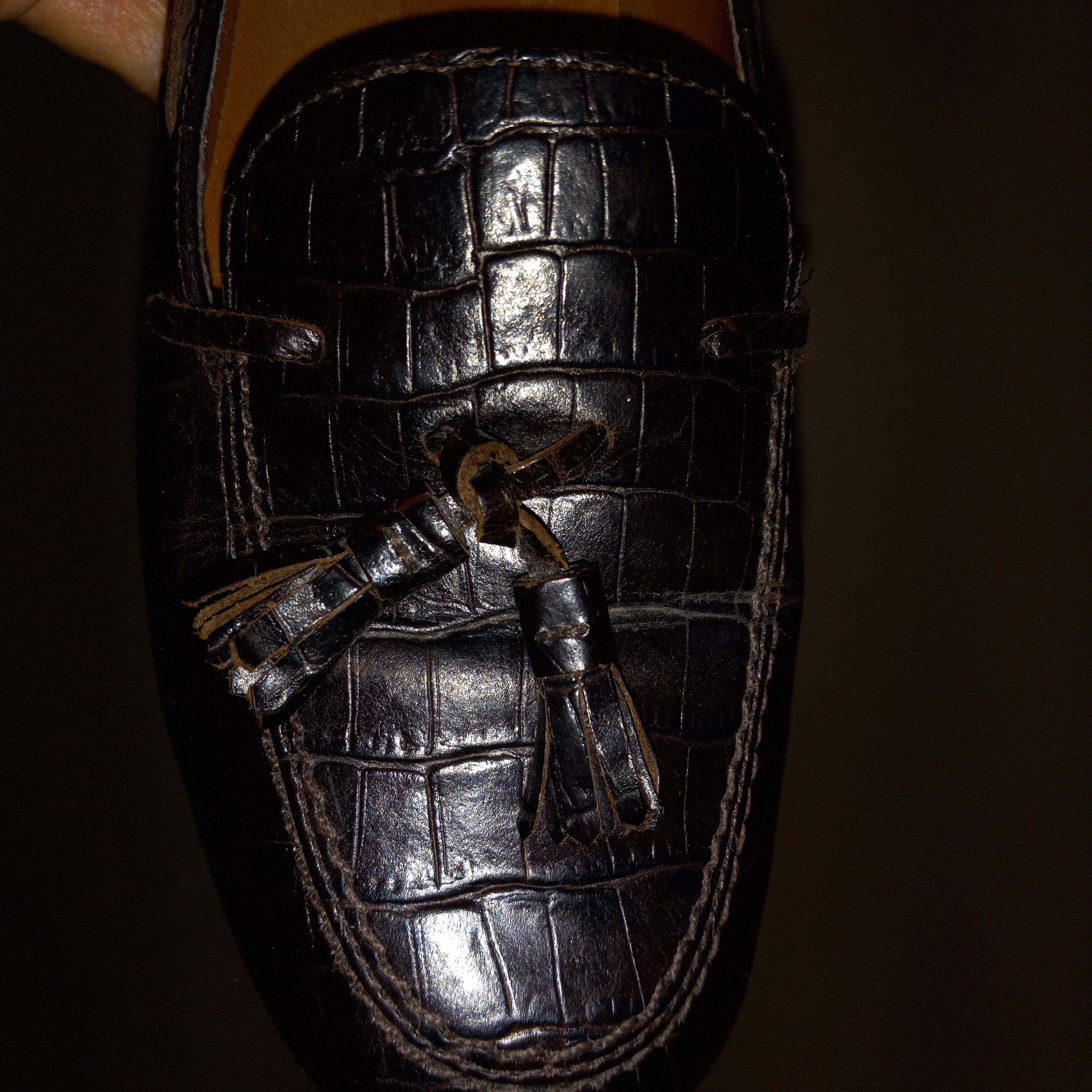 Leather Upper Brown Faux Alligator Loafers by Lauren Ralph Lauren - Image 4