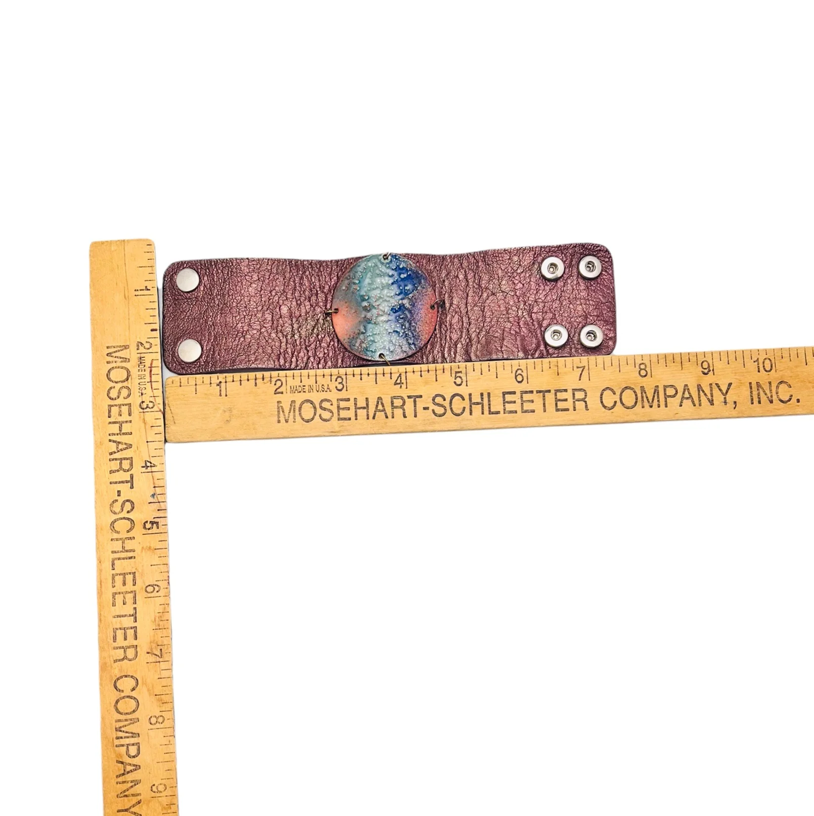 Leighelena Leather Copper Metallic Cuff Bracelet with Color Enamel Centerpiece by Leighelena - Image 7