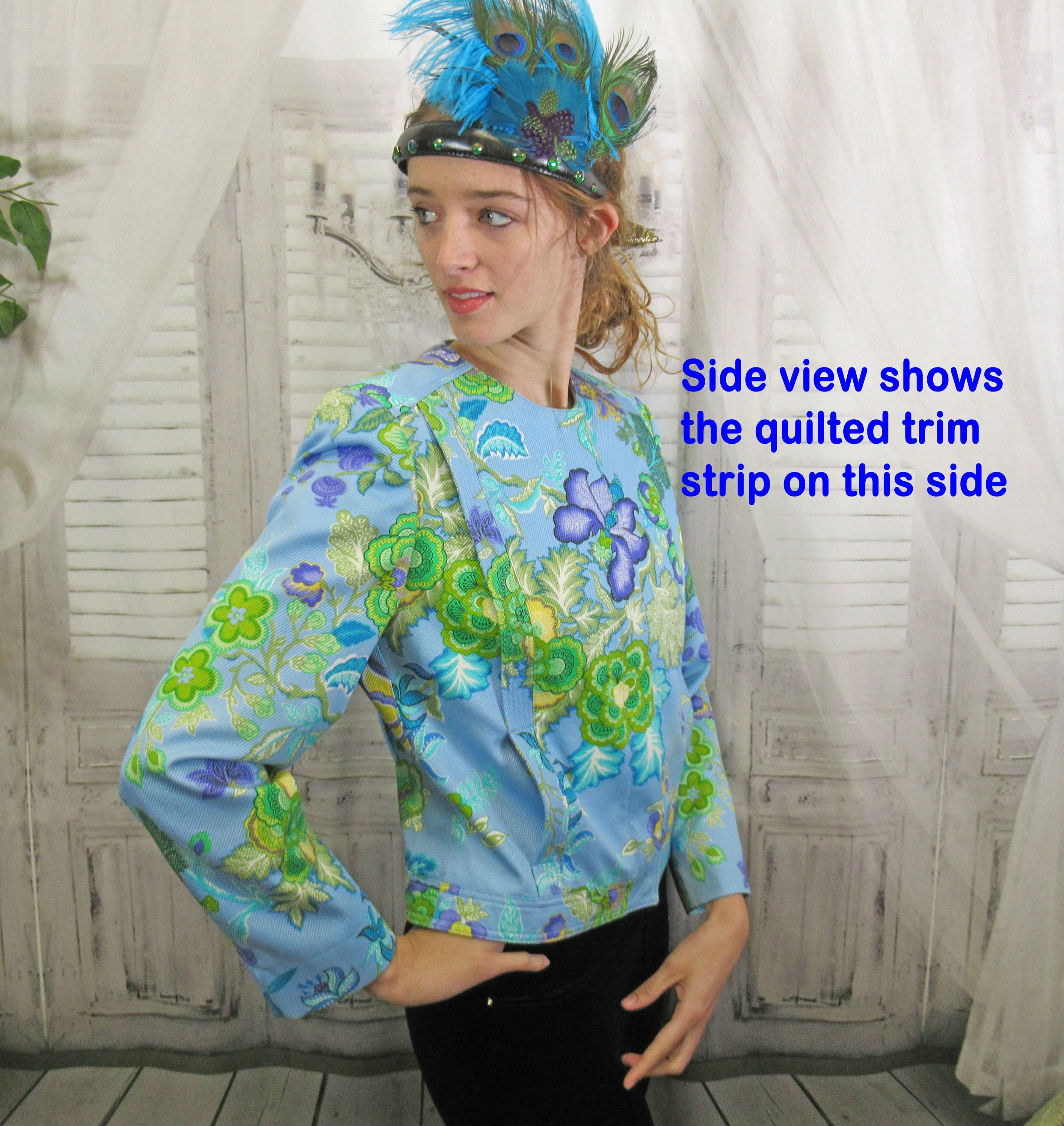 Length Blazer 6 Carlisle Floral Print 100% Cotton Front Zipper Fully Lined In Acetate Made In Hong Kong Vintage by Carlisle - Image 9