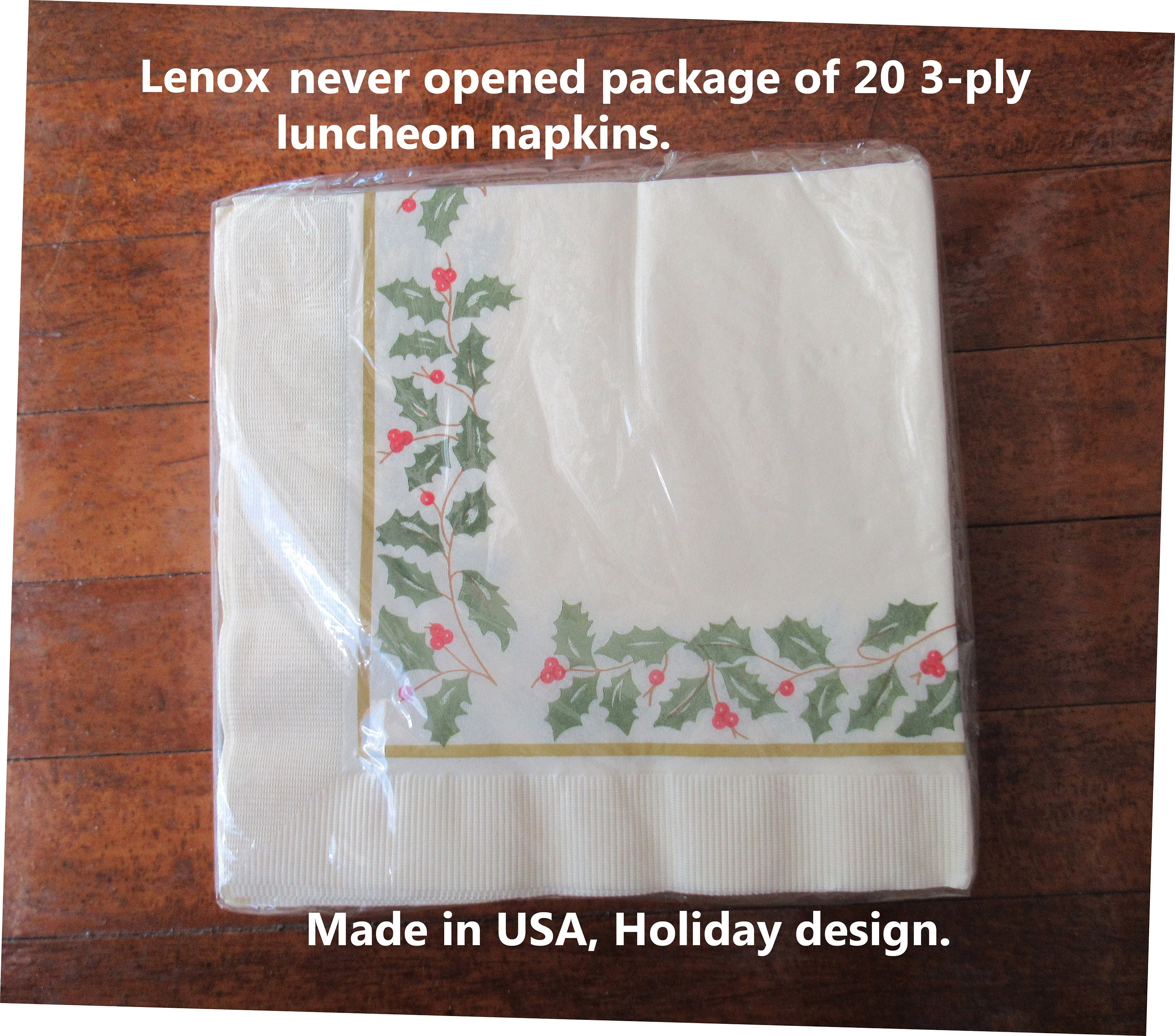 Lenox Luncheon Paper Napkins New In Package Set of 20 13 by 13. 5 Inches Made In Usa Holiday Berry and Holly Design 3 Ply Style 14044lx - Image 3
