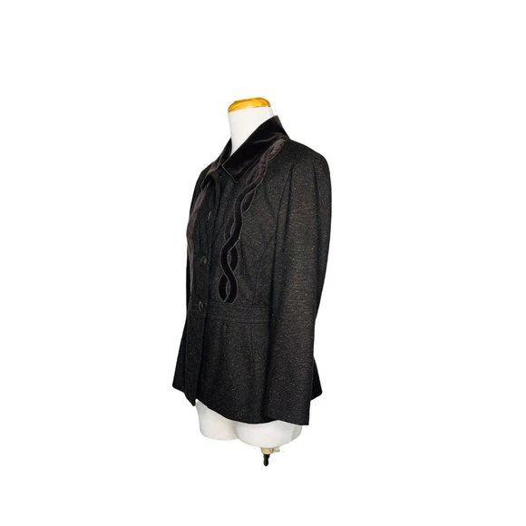 Lepore Vintage Tweed Jacket with Velvet Celtic Knot Accents Made In Usa by Nanette Lepore - Image 5
