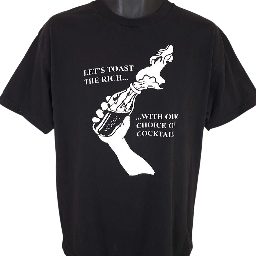 Lets Toast The Rich T-Shirt Vintage 90s 00s with Our Choice of Cocktail Mens Size Large