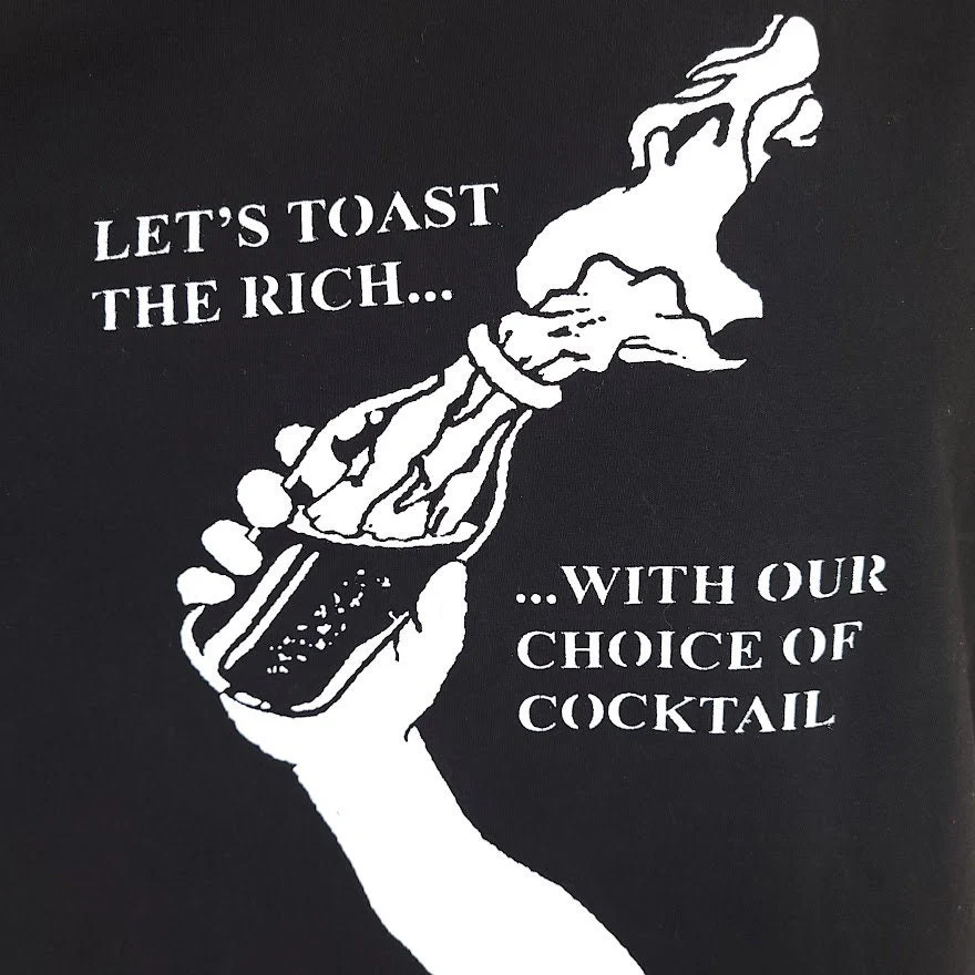 Lets Toast The Rich T-Shirt Vintage 90s 00s with Our Choice of Cocktail Mens Size Large - Image 2