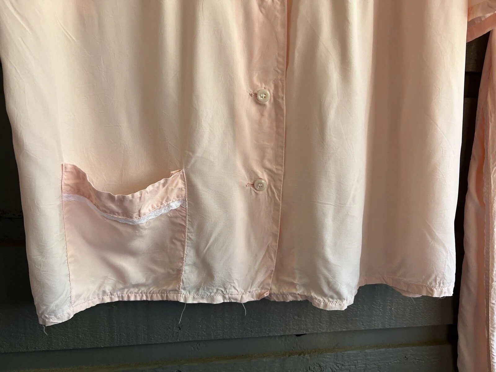 50s Bubble Gum Pink Nylon Pajamas Pjs Top Pants Set By Lewis Frimel - Image 5