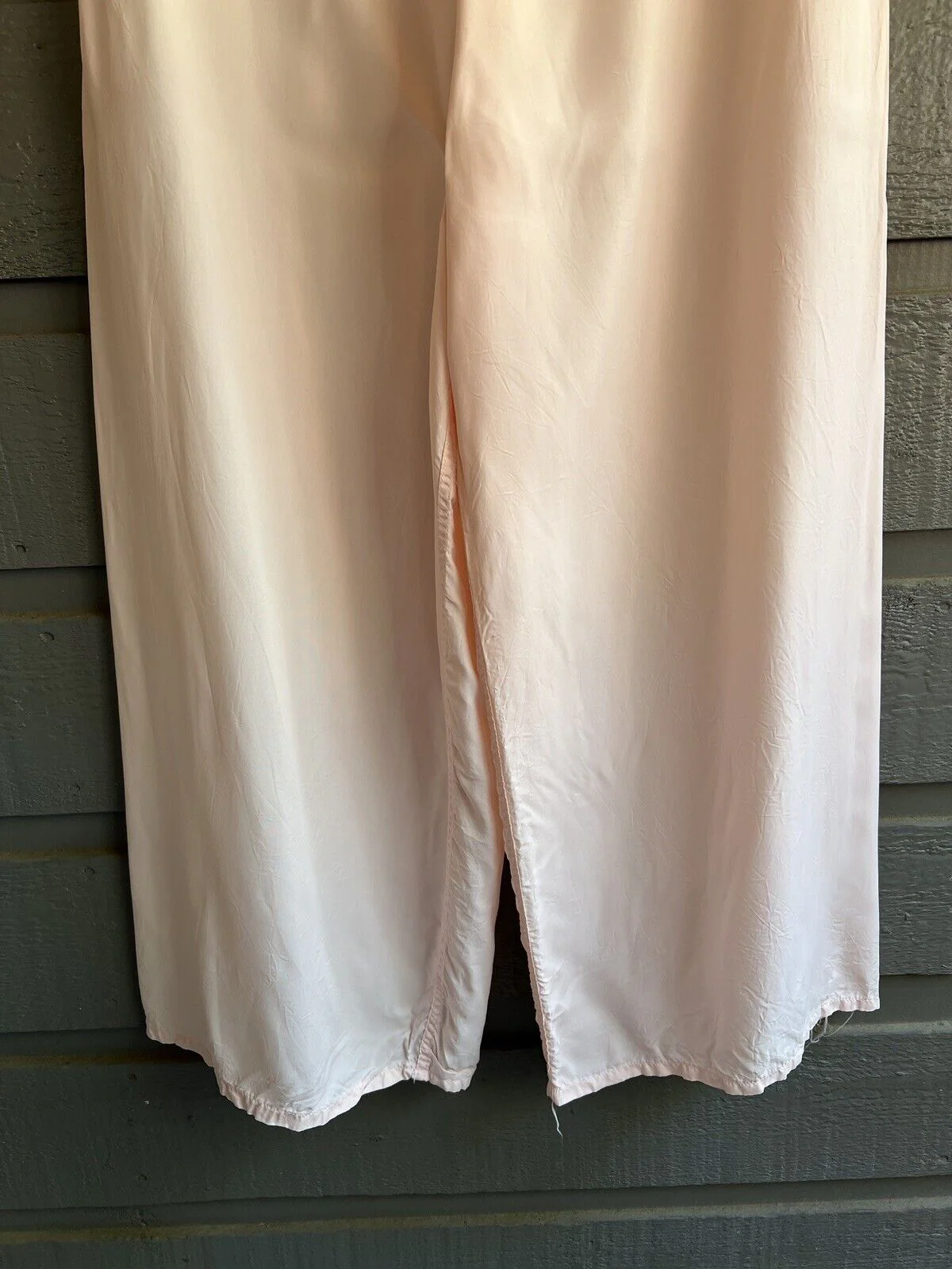 50s Bubble Gum Pink Nylon Pajamas Pjs Top Pants Set By Lewis Frimel - Image 9