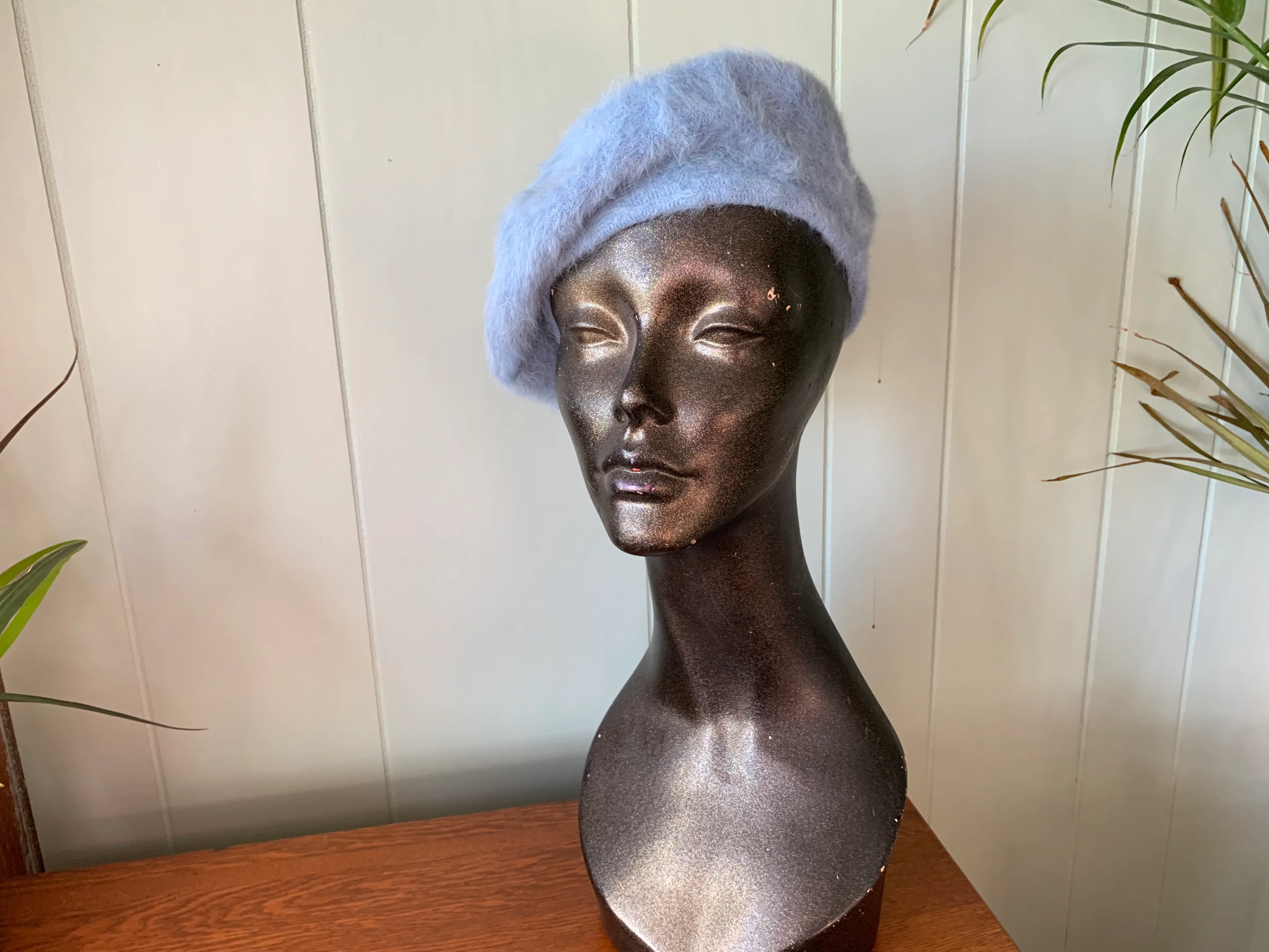 Light Blue Angora And Wool Beret Tam Tilt Hat By Kangol - Image 3