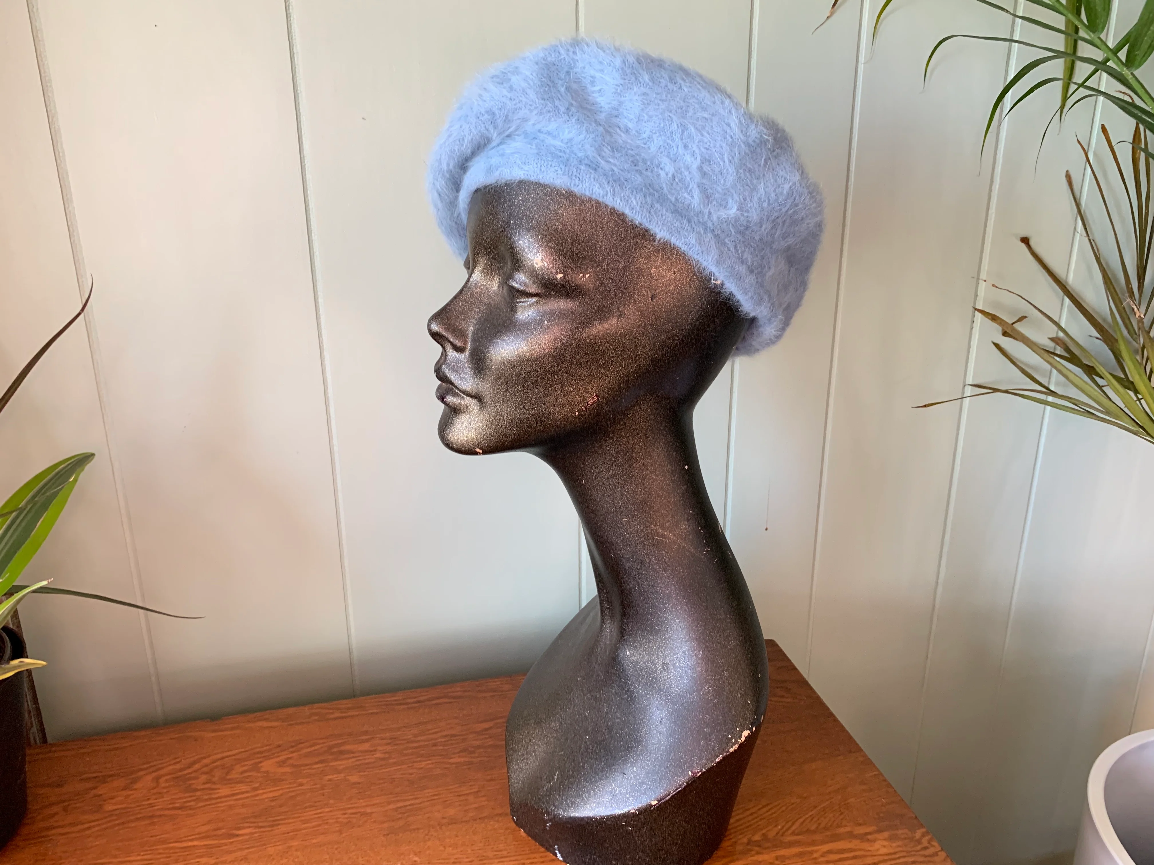 Light Blue Angora And Wool Beret Tam Tilt Hat By Kangol - Image 4