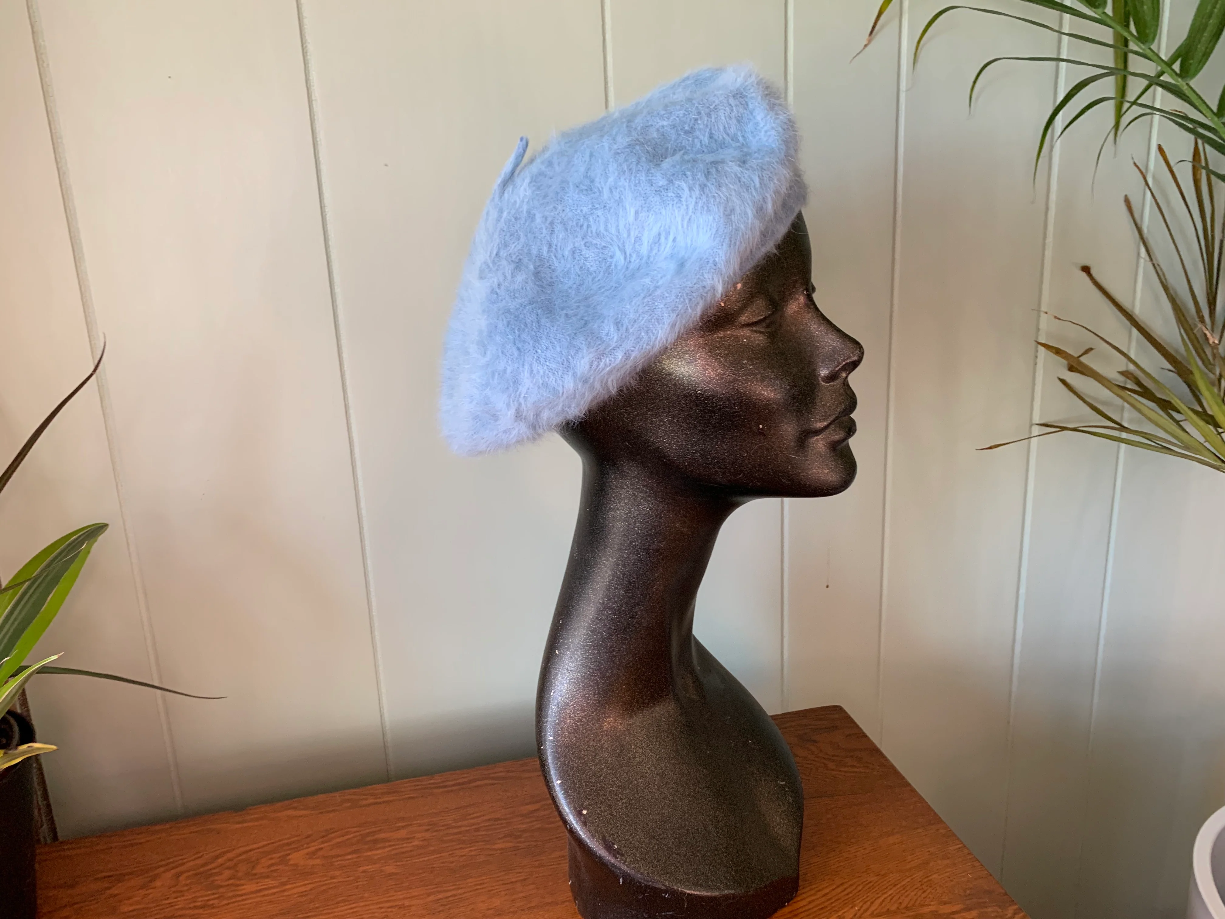 Light Blue Angora And Wool Beret Tam Tilt Hat By Kangol - Image 7