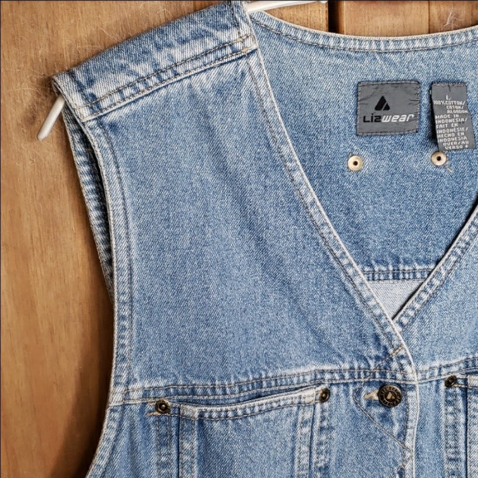 Light Blue Wash Denim Button Down Vest by Liz Claiborne - Image 8