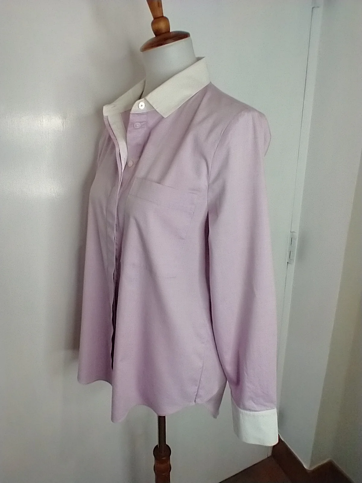 Light Orchid With White Collar And Cuff Blouse by Derek Lam - Image 7