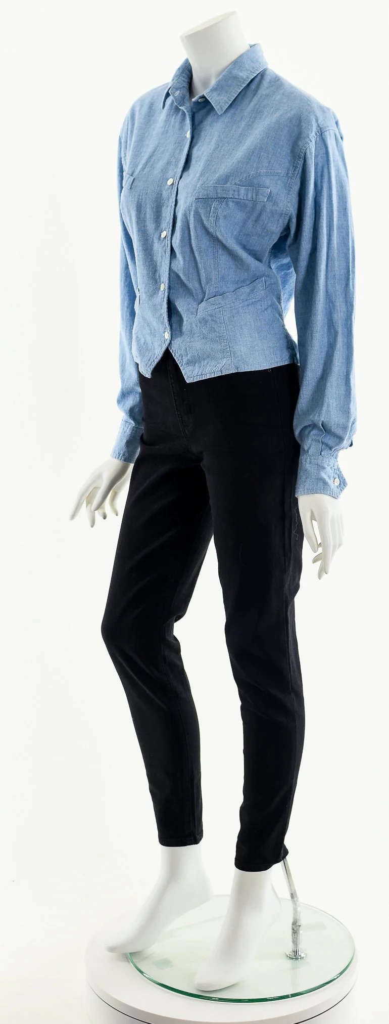 Light Wash Cropped Chambray Button Down Jacket by Banana Republic - Image 10