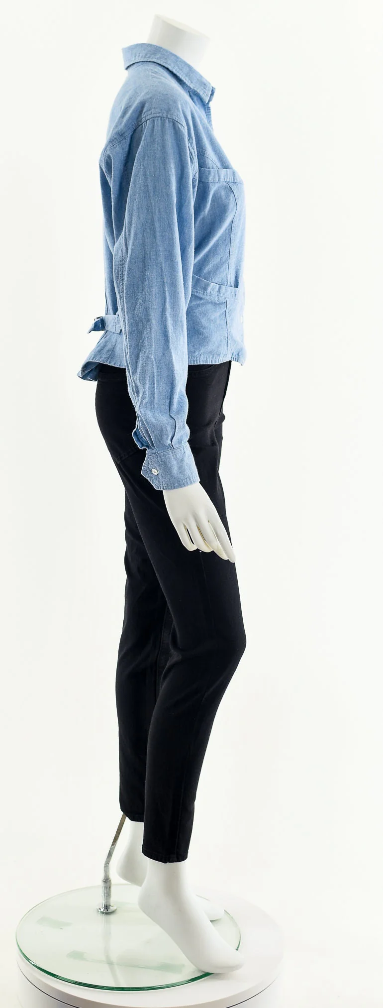 Light Wash Cropped Chambray Button Down Jacket by Banana Republic - Image 5
