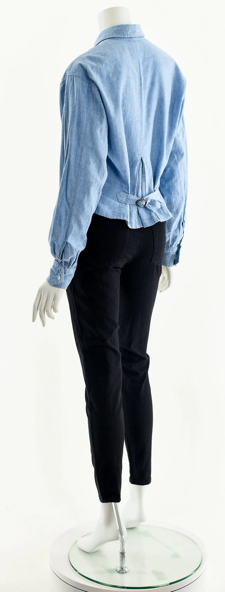 Light Wash Cropped Chambray Button Down Jacket by Banana Republic - Image 8