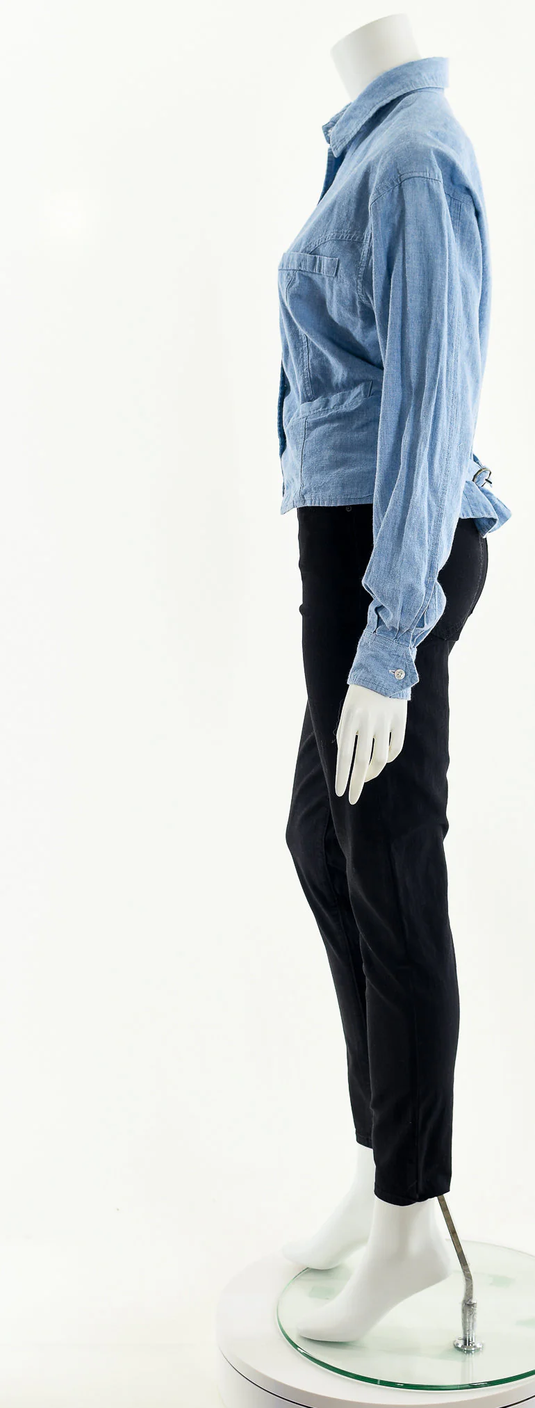 Light Wash Cropped Chambray Button Down Jacket by Banana Republic - Image 9