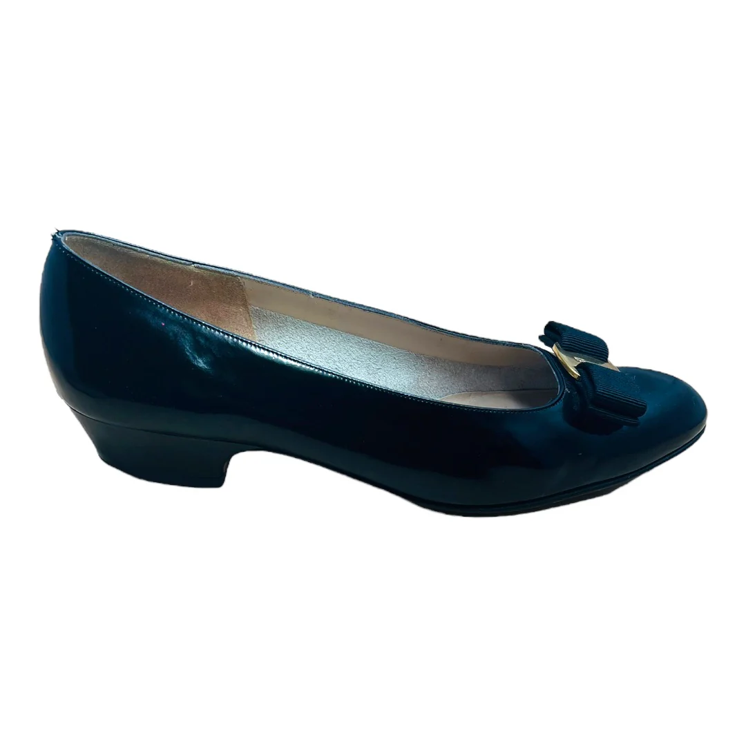 Lillaz New Bone Calf Patent Leather Pumps Gold Logo 9. 5aa by Salvatore Ferragamo - Image 4