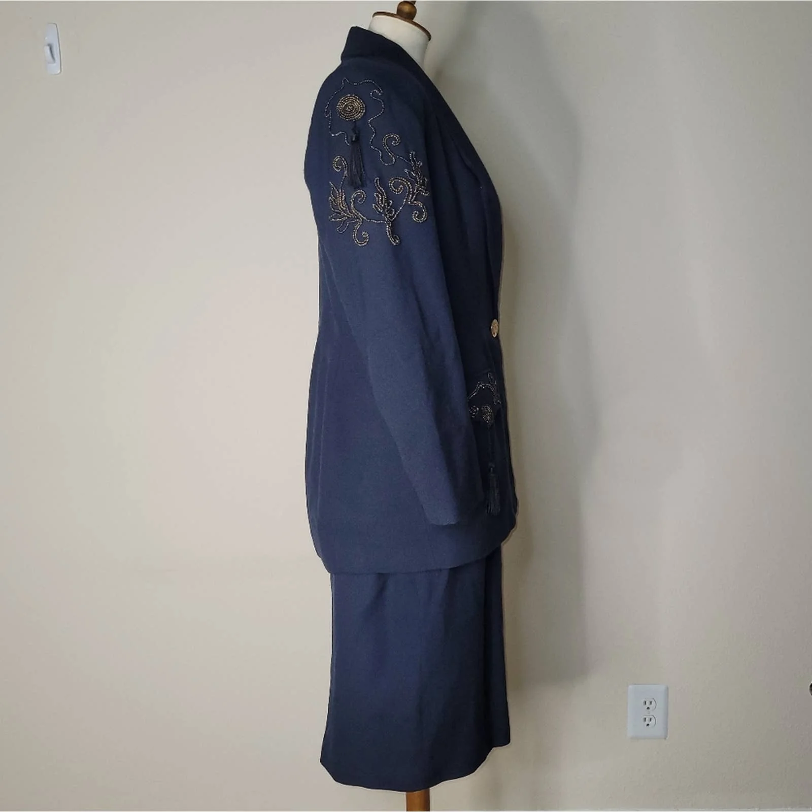 Lillie Rubin Vintage Dark Blue 2-Pc Skirt Set with Gold Embellishments -l by Criscione - Image 3