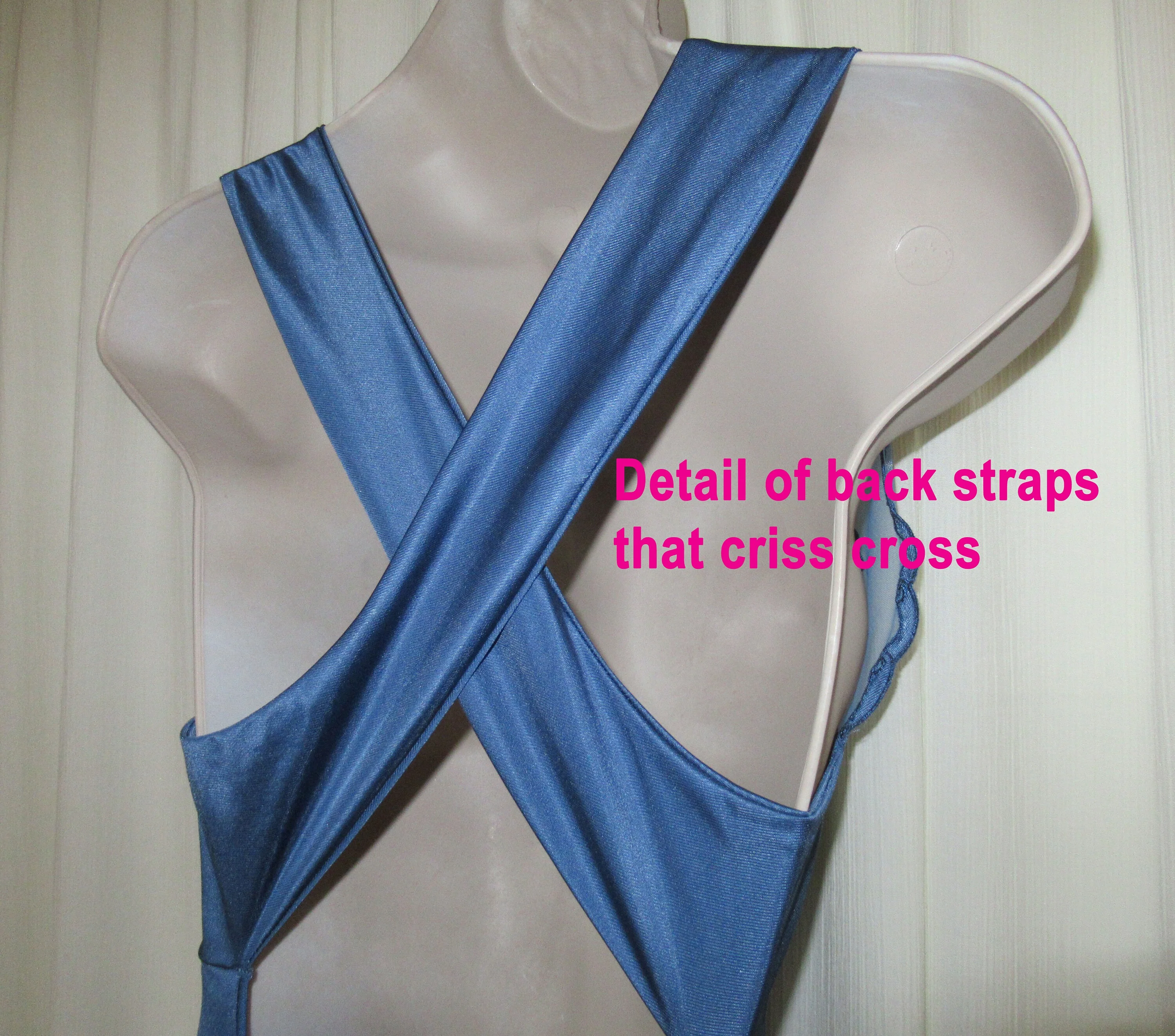 Lily of France Rosa Puleoszule Nightgown Blue Nylon Deep V Bodice Back Straps Crisscross by Lily Of France - Image 10