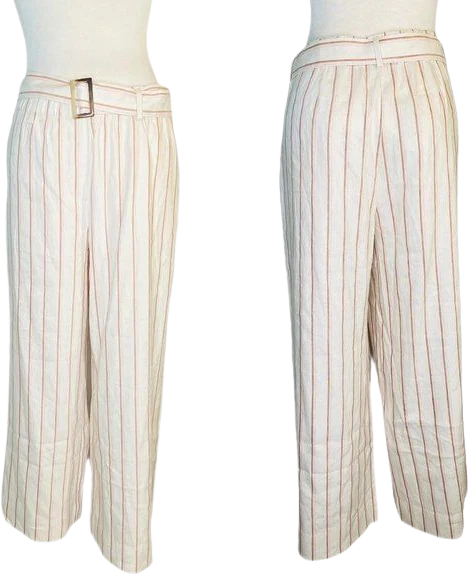 Linen Stretch Wide Leg Pants Culottes In Barleymult Color Linen Blend M by J Jill