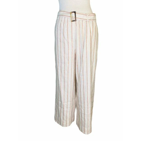 Linen Stretch Wide Leg Pants Culottes In Barleymult Color Linen Blend M by J Jill - Image 13
