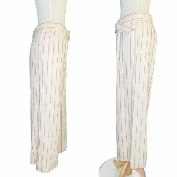 Linen Stretch Wide Leg Pants Culottes In Barleymult Color Linen Blend M by J Jill - Image 3