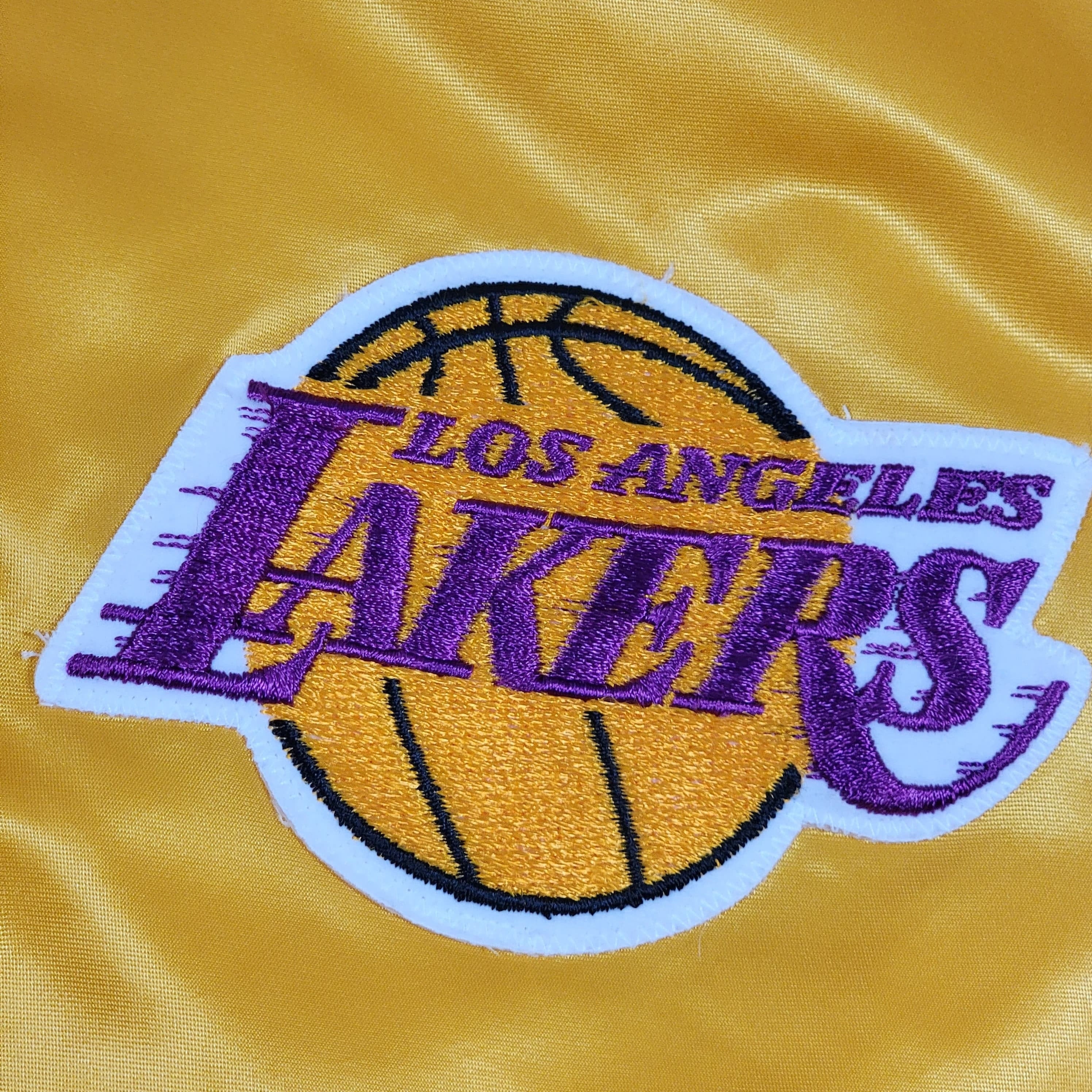 Los Angeles Lakers Vintage 80s Starter Satin Bomber Jacket Yellow Nba Basketball Coat Size Men's Xl by Starter - Image 4