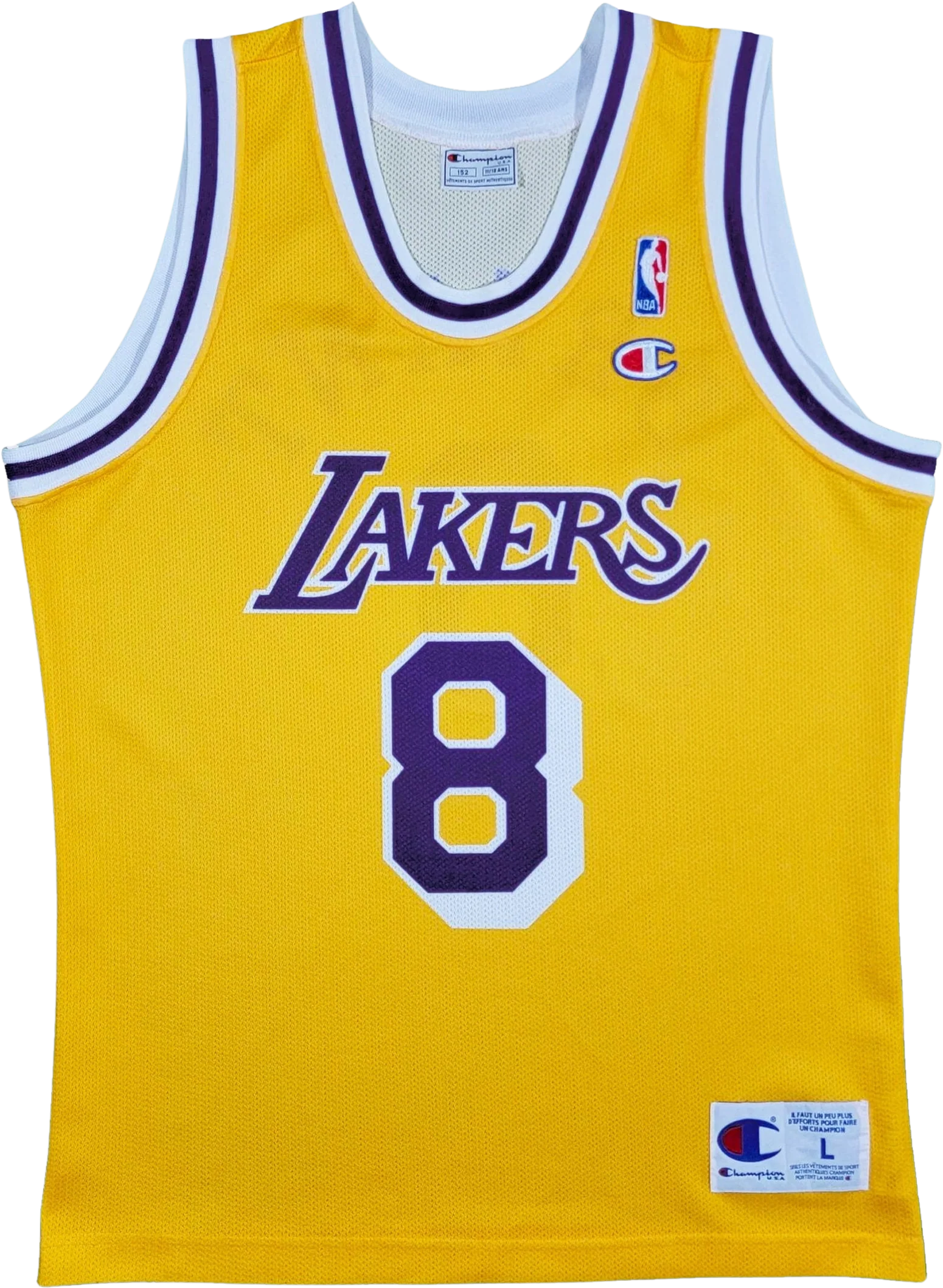 Los Angeles Lakers Vintage 90s Champion Youth Basketball Jersey Uniform Number 8 Gold and Purple Nba by Champion
