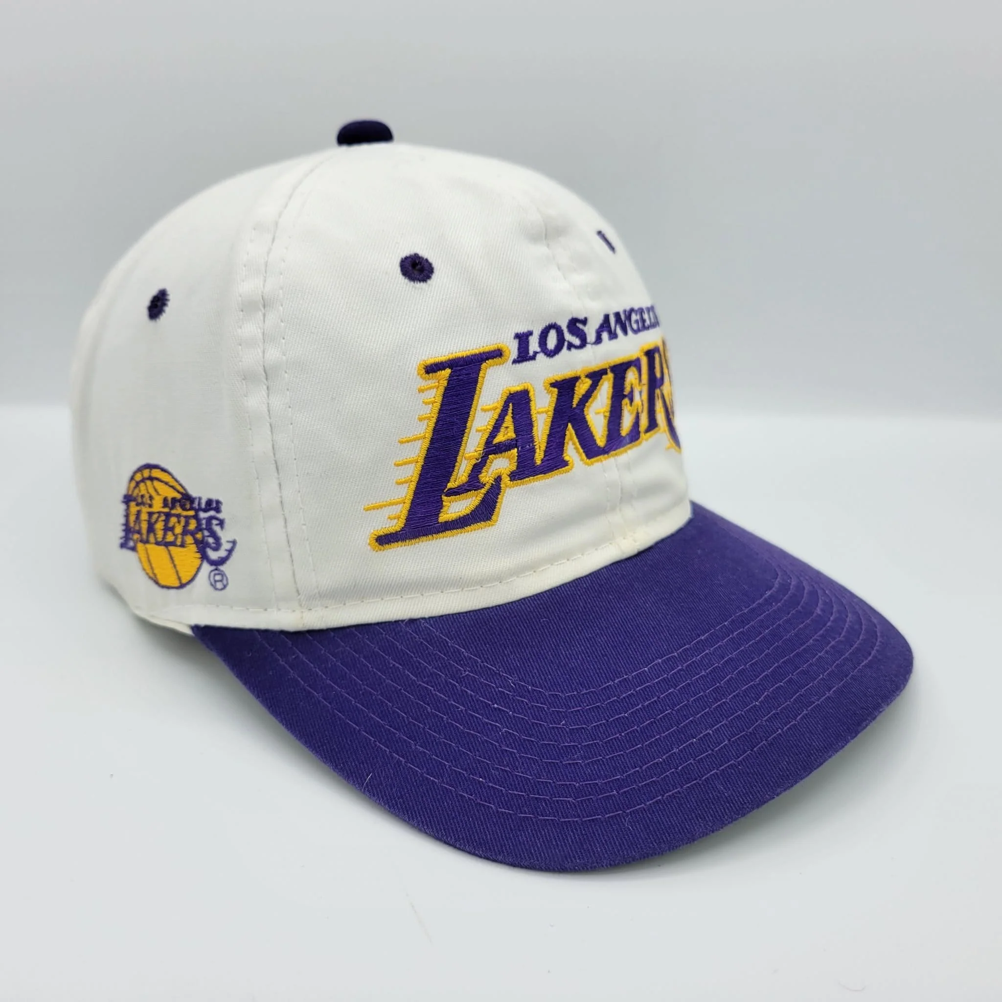 Los Angeles Lakers Vintage 90s Sports Specialties Snapback Hat Nba Basketball White Purple Script Motion Baseball Cap by Sports Specialties - Image 2