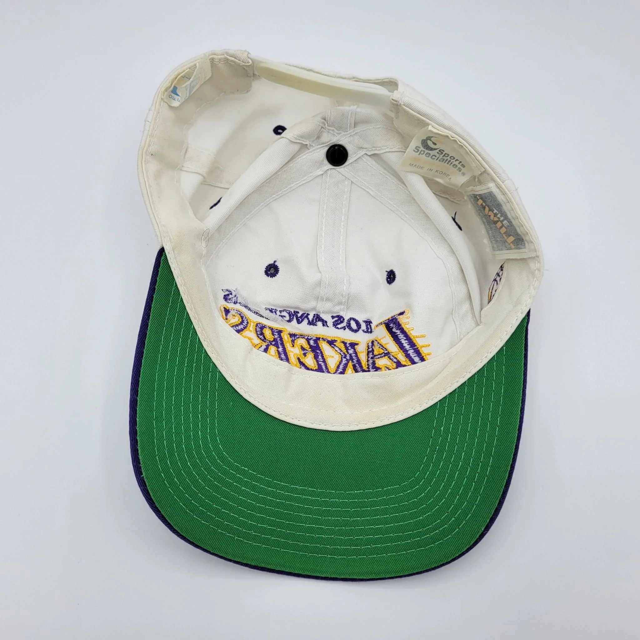 Los Angeles Lakers Vintage 90s Sports Specialties Snapback Hat Nba Basketball White Purple Script Motion Baseball Cap by Sports Specialties - Image 5