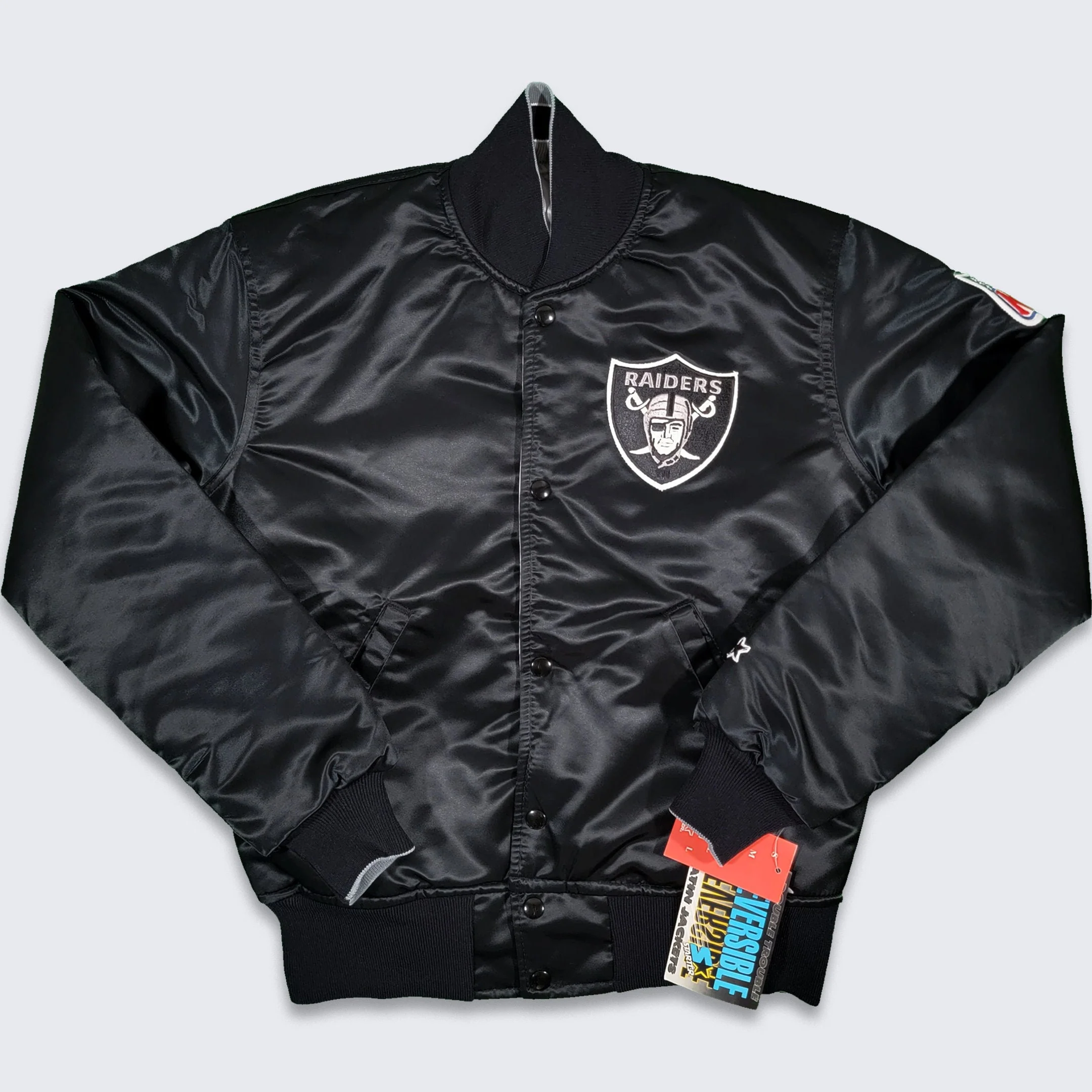 Los Angeles Raiders Vintage 80s Starter Reversible Satin Bomber Jacket Nfl Football Coat Rare Size S by Starter - Image 2
