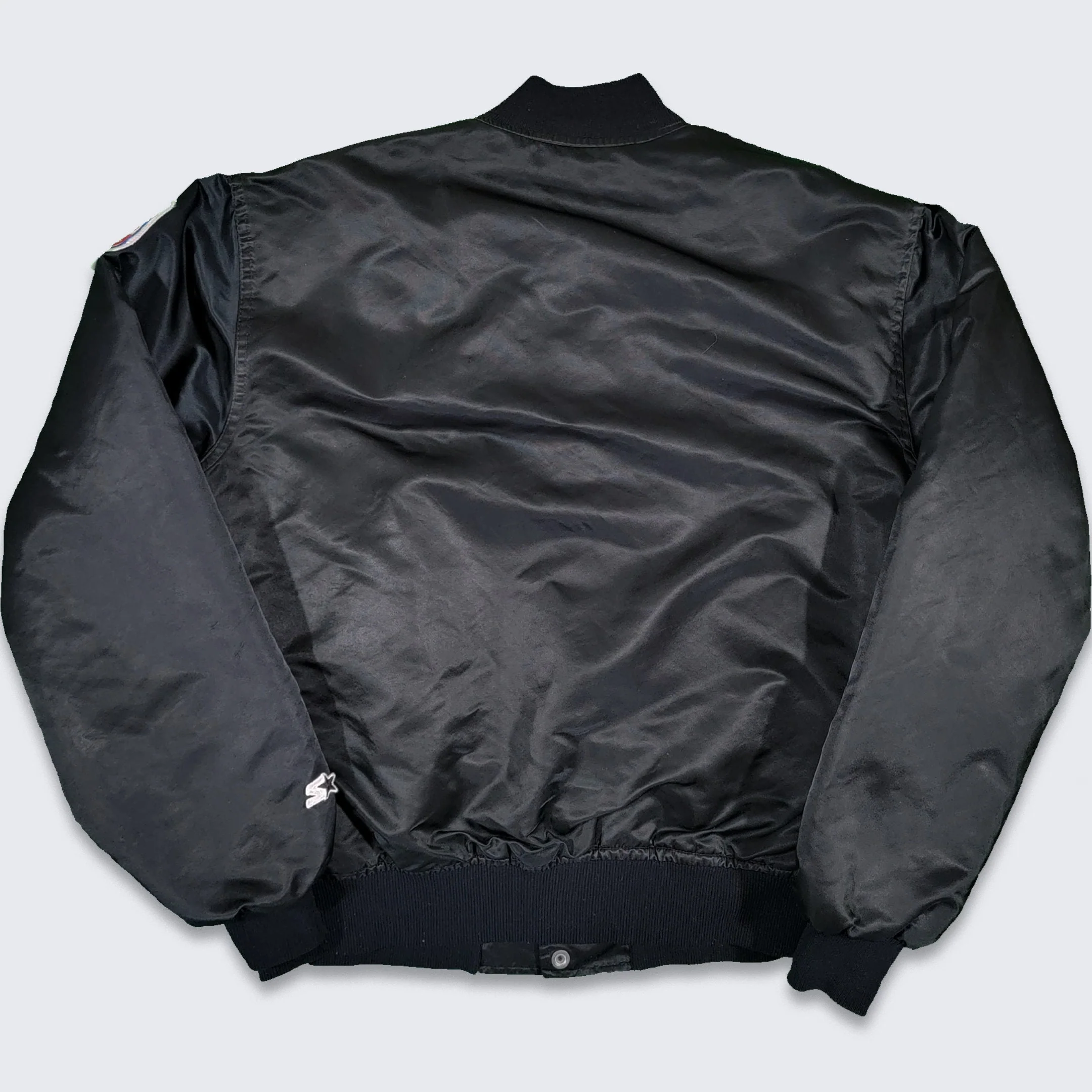Los Angeles Raiders Vintage 80s Starter Satin Bomber Jacket Nfl Football Black and Silver Coat Size Large by Starter - Image 2