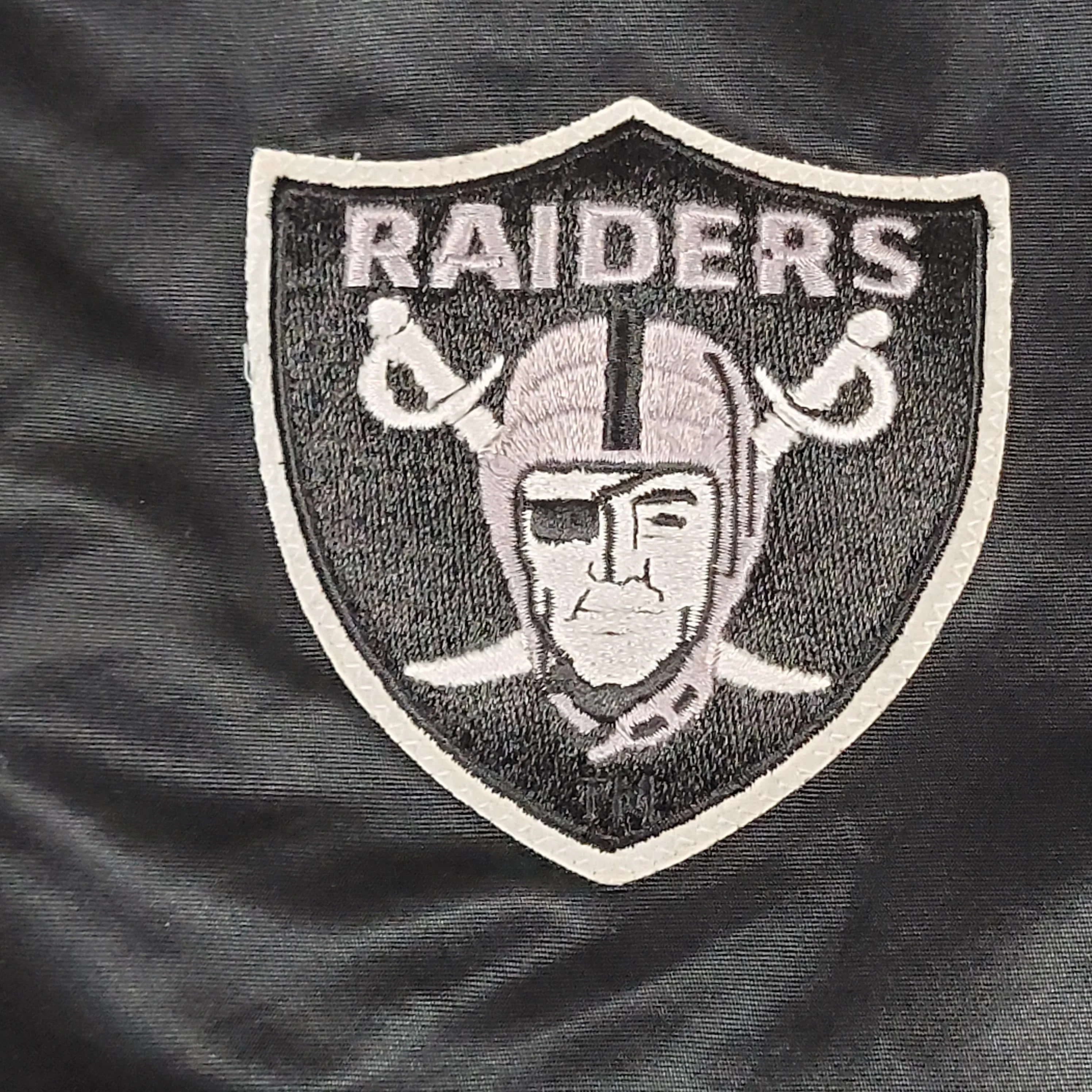 Los Angeles Raiders Vintage 80s Starter Satin Bomber Jacket Nfl Football Black and Silver Coat Size Large by Starter - Image 4