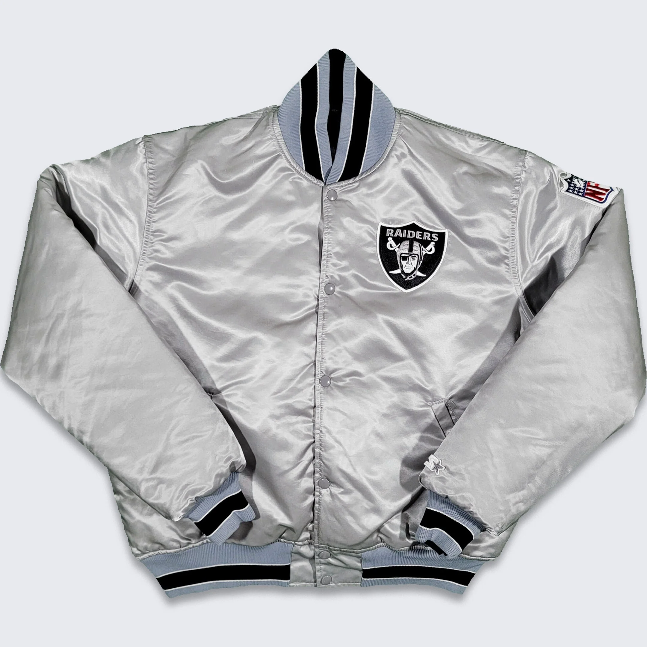 Los Angeles Raiders Vintage Starter Reversible Satin Bomber Jacket - Size L - Image 2