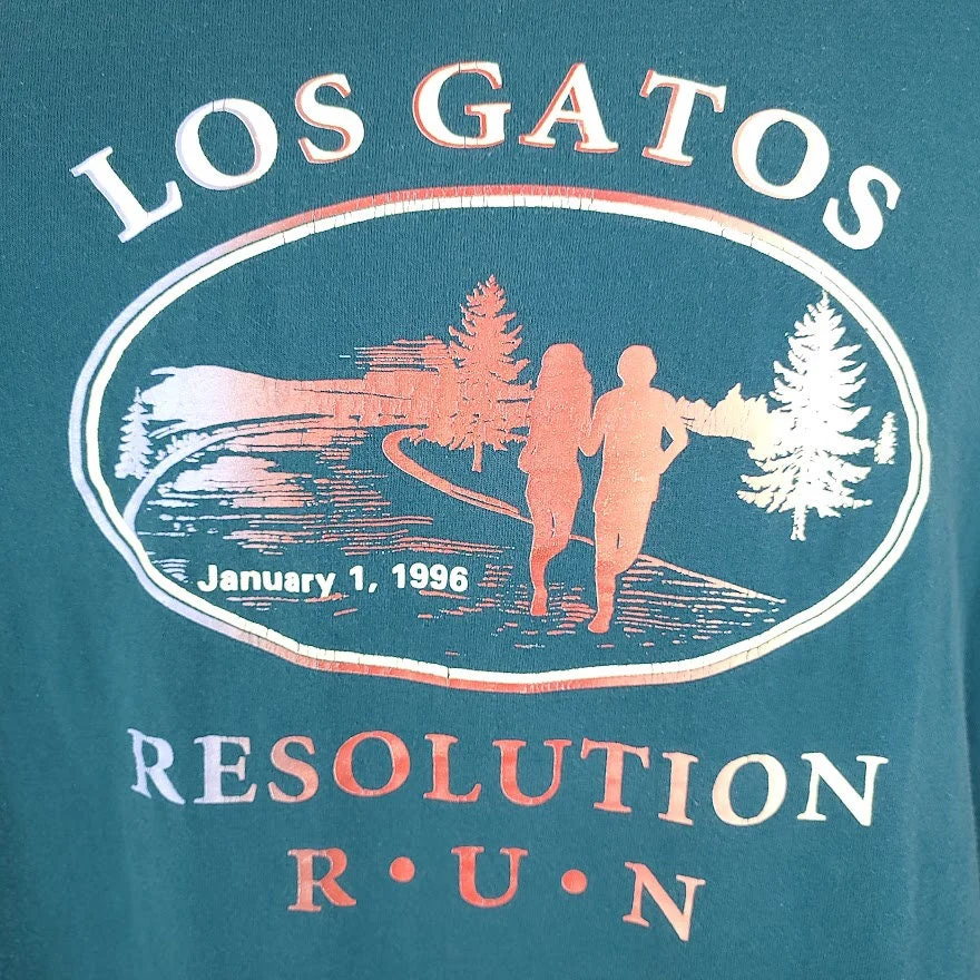 Los Gatos Resolution Run T-Shirt Vintage 90s 5 Mile Race Made In Usa Mens Size Medium - Image 2