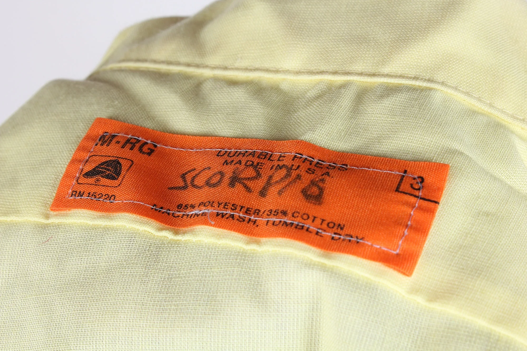Lot 2 Light Yellow Work Uniform Long Sleeve Button Up Shirts - Image 2