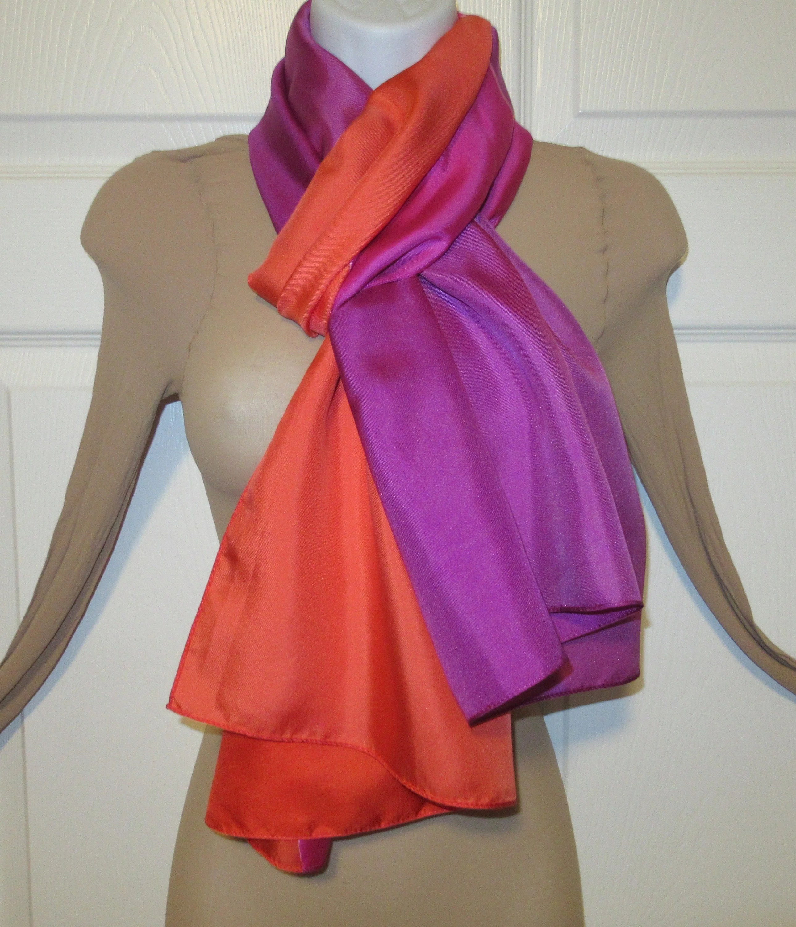 Lot of 2 Oblong Scarves 1st 70 by 24 Abstract Stripe, 2nd 68 by 24 Colorblock, Use Each As Wrap/scarf, Bonus Scarf Donuts, Colorful Vtg - Image 10