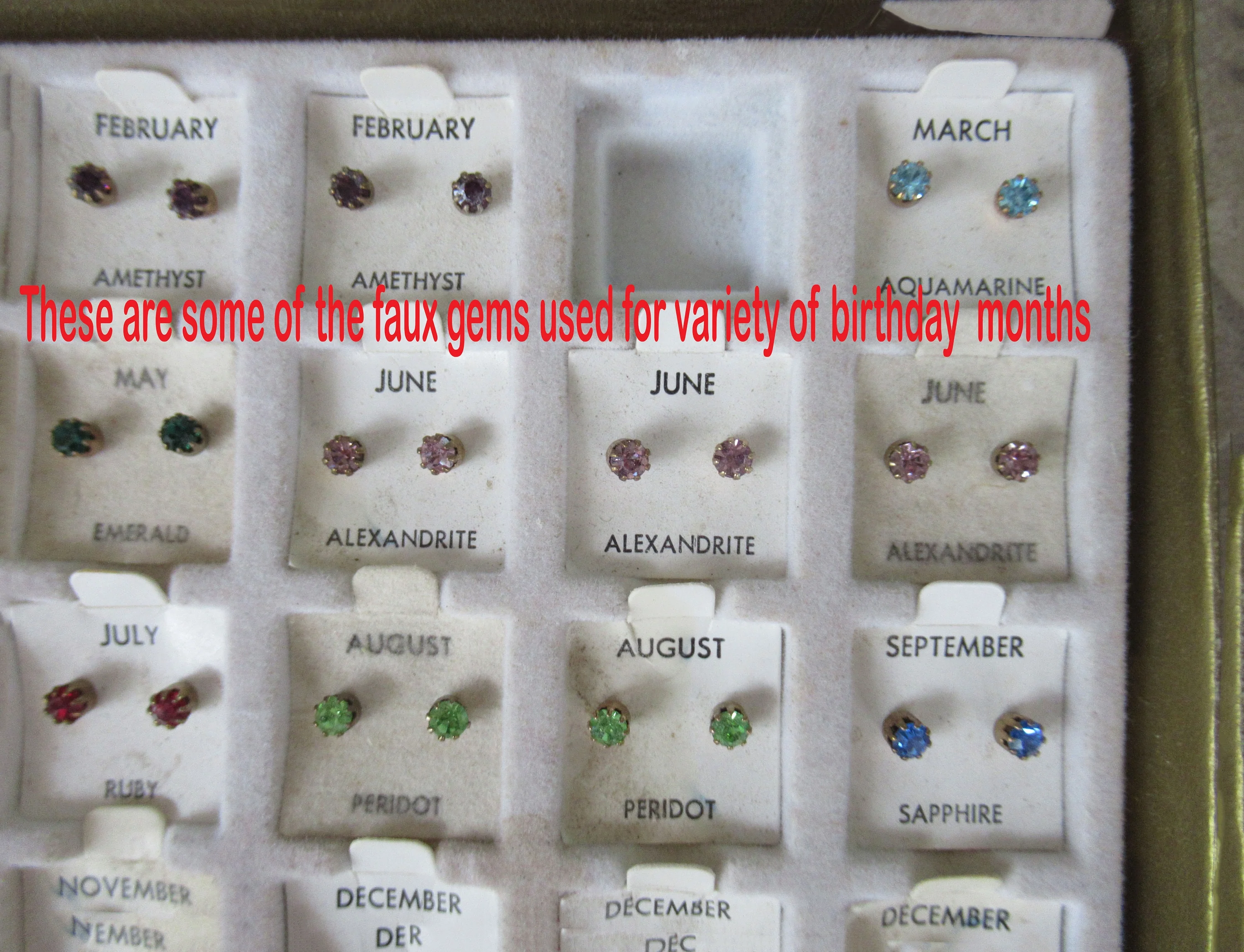 Lot of 29 Stud Earrings On Cards Unworn Birthday Month Crystal Faux Gem Pierced Original Cards Useful for Party Gifts and Booth/fair Sale - Image 5