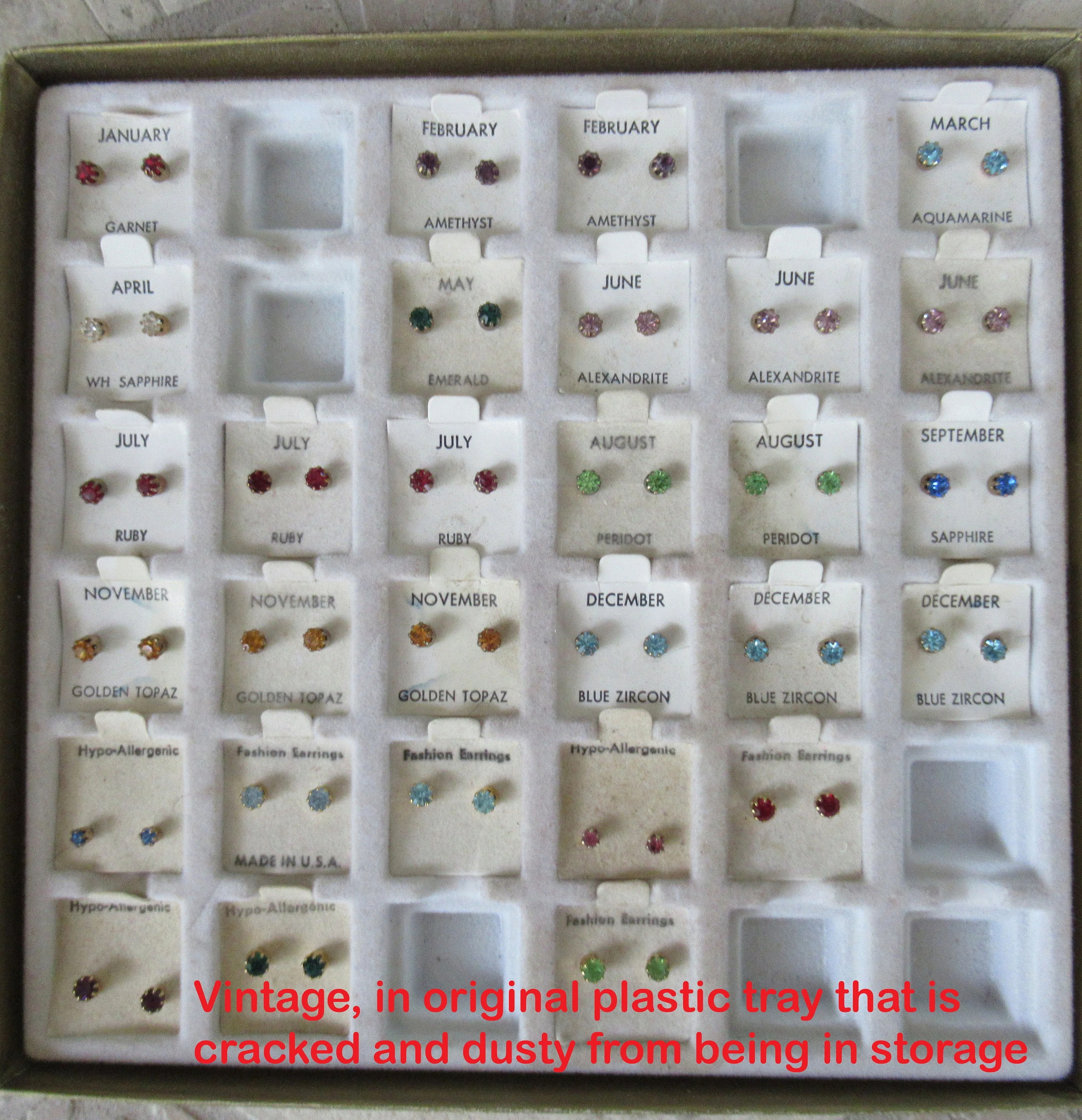 Lot of 29 Stud Earrings On Cards Unworn Birthday Month Crystal Faux Gem Pierced Original Cards Useful for Party Gifts and Booth/fair Sale - Image 7