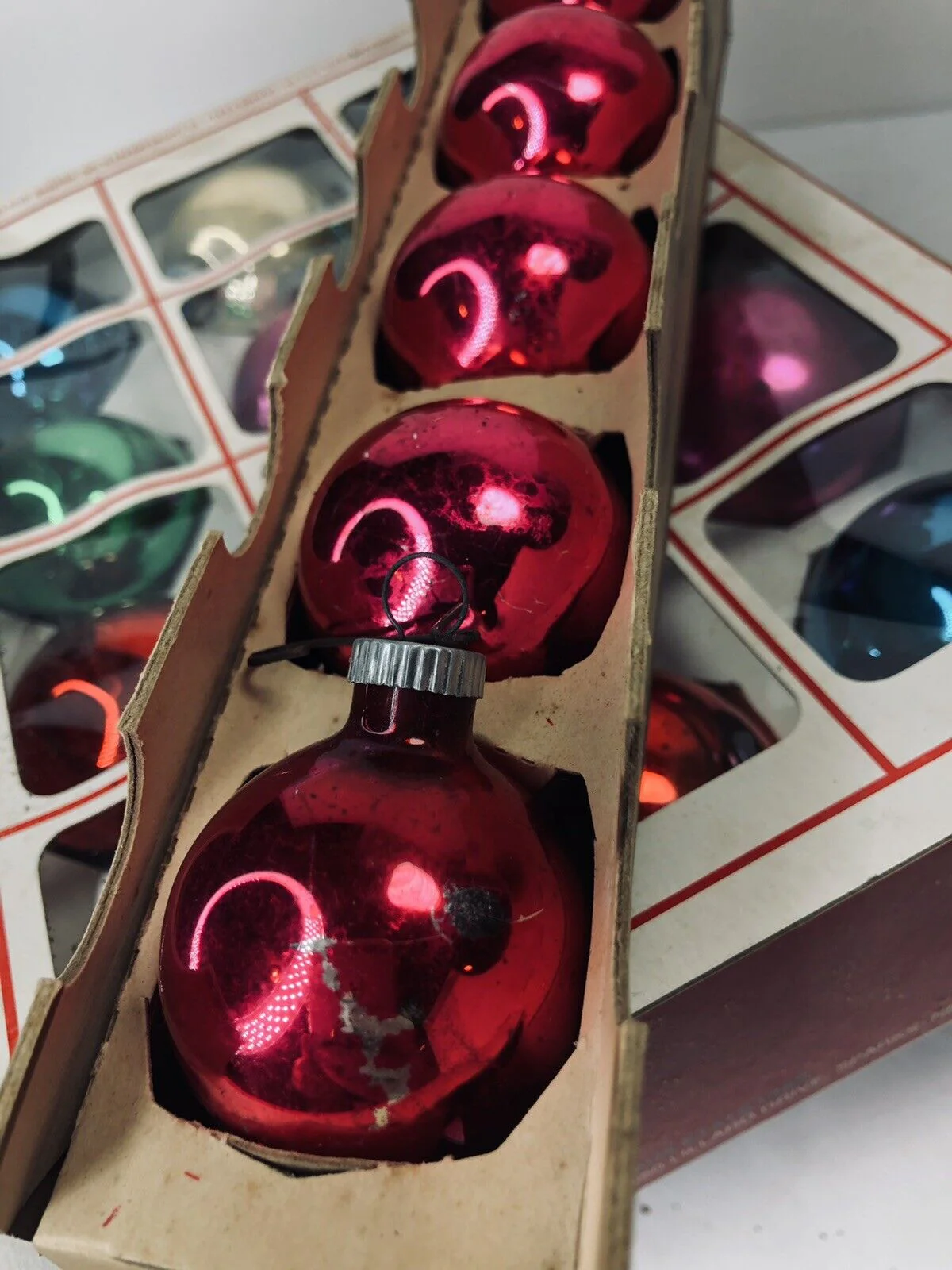 Lot Vintage Glass Holly Christmas Ornaments Xmas - Image 4